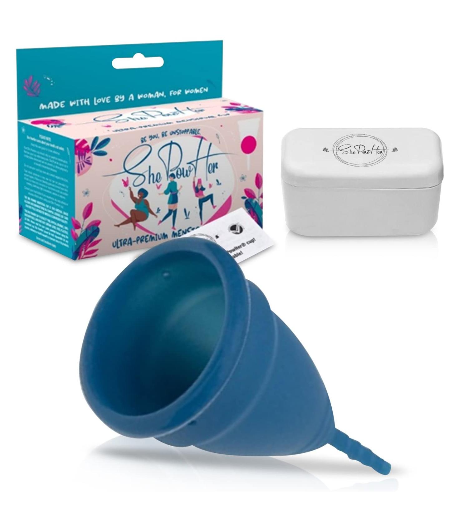Shepowher Menstruation Cup & Carrying Bag - 100% Medical-Grade Silicone Flexible Easy to Use - High-Quality Period Cup (1 Pack) for Tampon Replacement - Buy Online on GoSupps.com