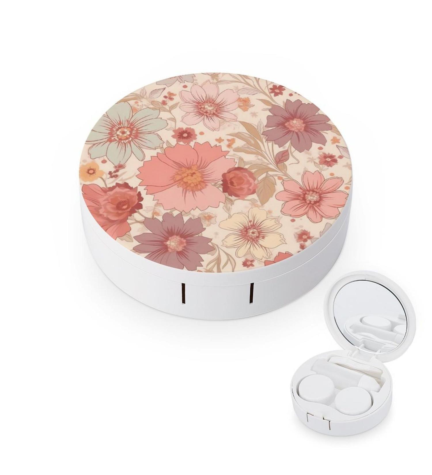 Vintage Flower Contact Lens Case | Portable Travel Storage Box for Lenses - Buy Online on GoSupps.com
