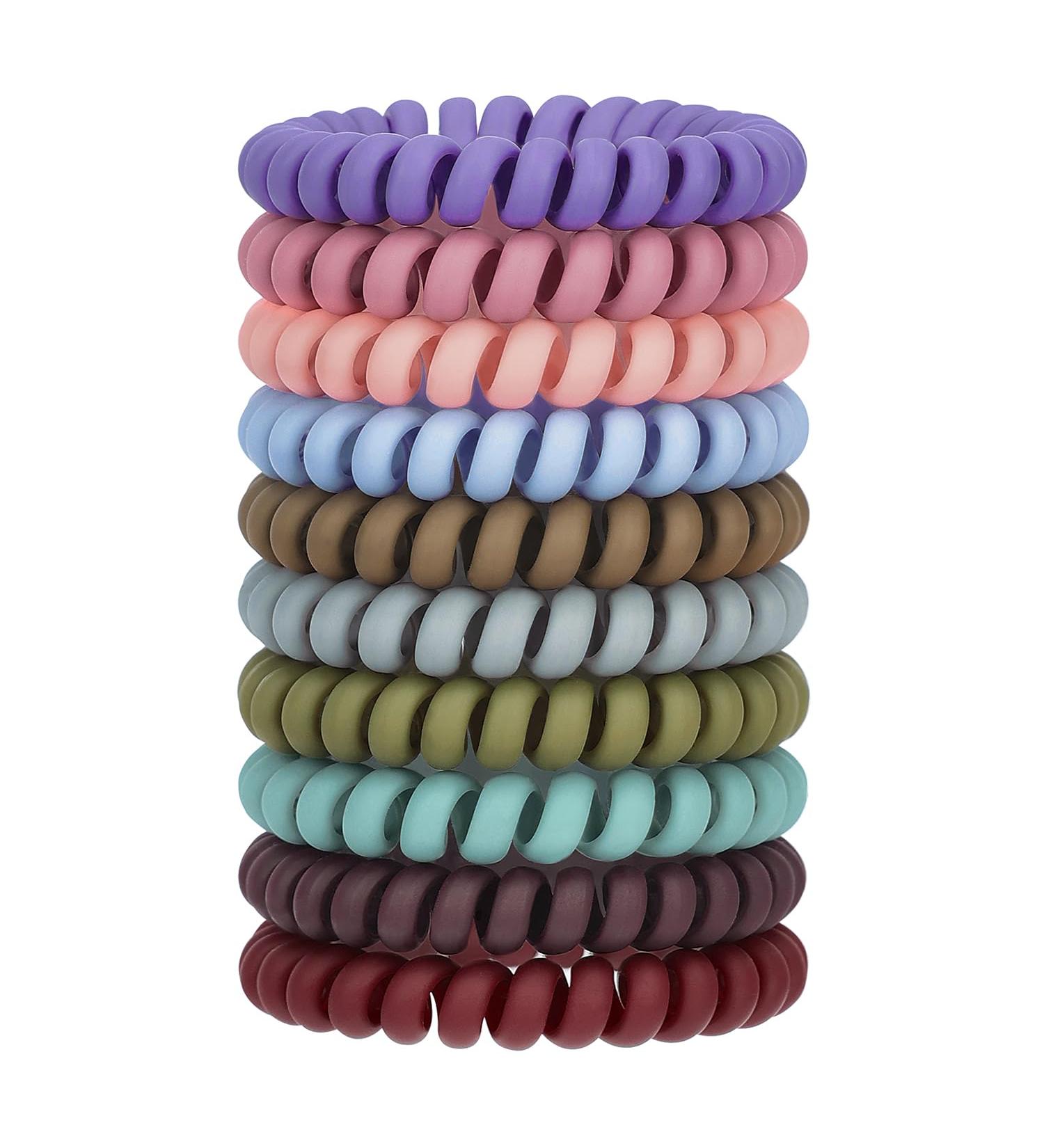 Jesslab Spiral Hair Tie - 10 Traceless Plastic Coil Ponytail Holders | No-Damage Hair Accessories for Girls & Women | Color Sorted (#33) - Shop Internationally! - Buy Online on GoSupps.com
