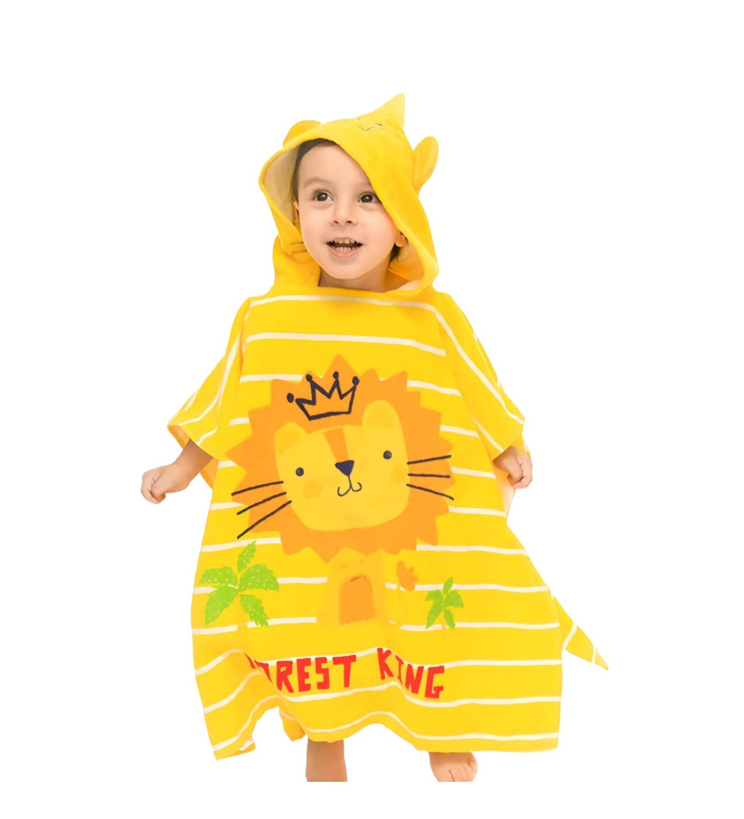 Supgomax Hooded Bathing Poncho for Kids - Cartoon Lion Beach & Bath Towel Absorbent Child Towels for Swimming & Shower - Buy Online on GoSupps.com