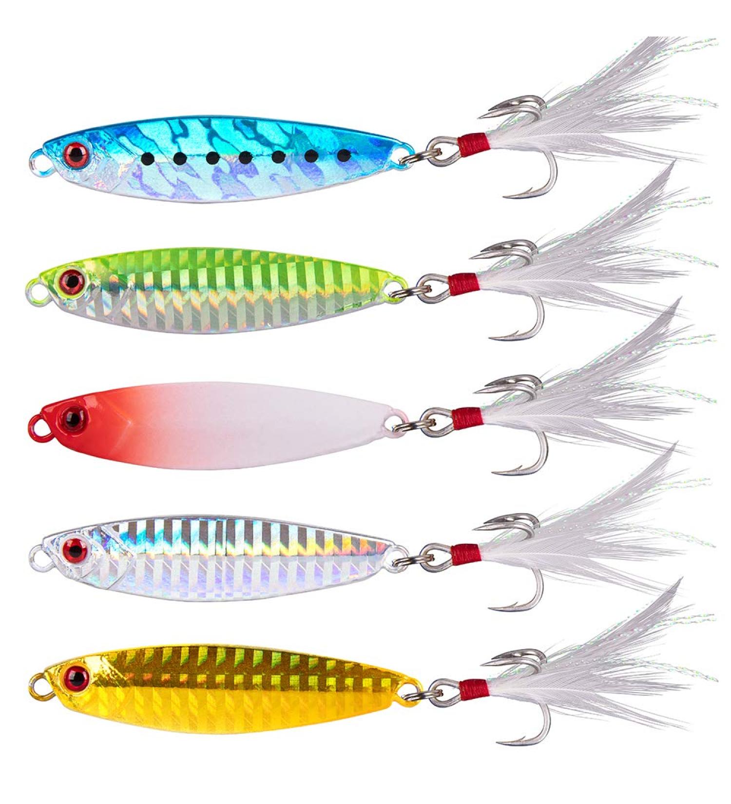 Dr.Fish 5 Pack Metal Jigging Spoon Lures Saltwater Surf Fishing Mackerel, Striper, Bluefish Trolling Spoon 2oz Diamond Jig for Long Casting - Buy Online on GoSupps.com
