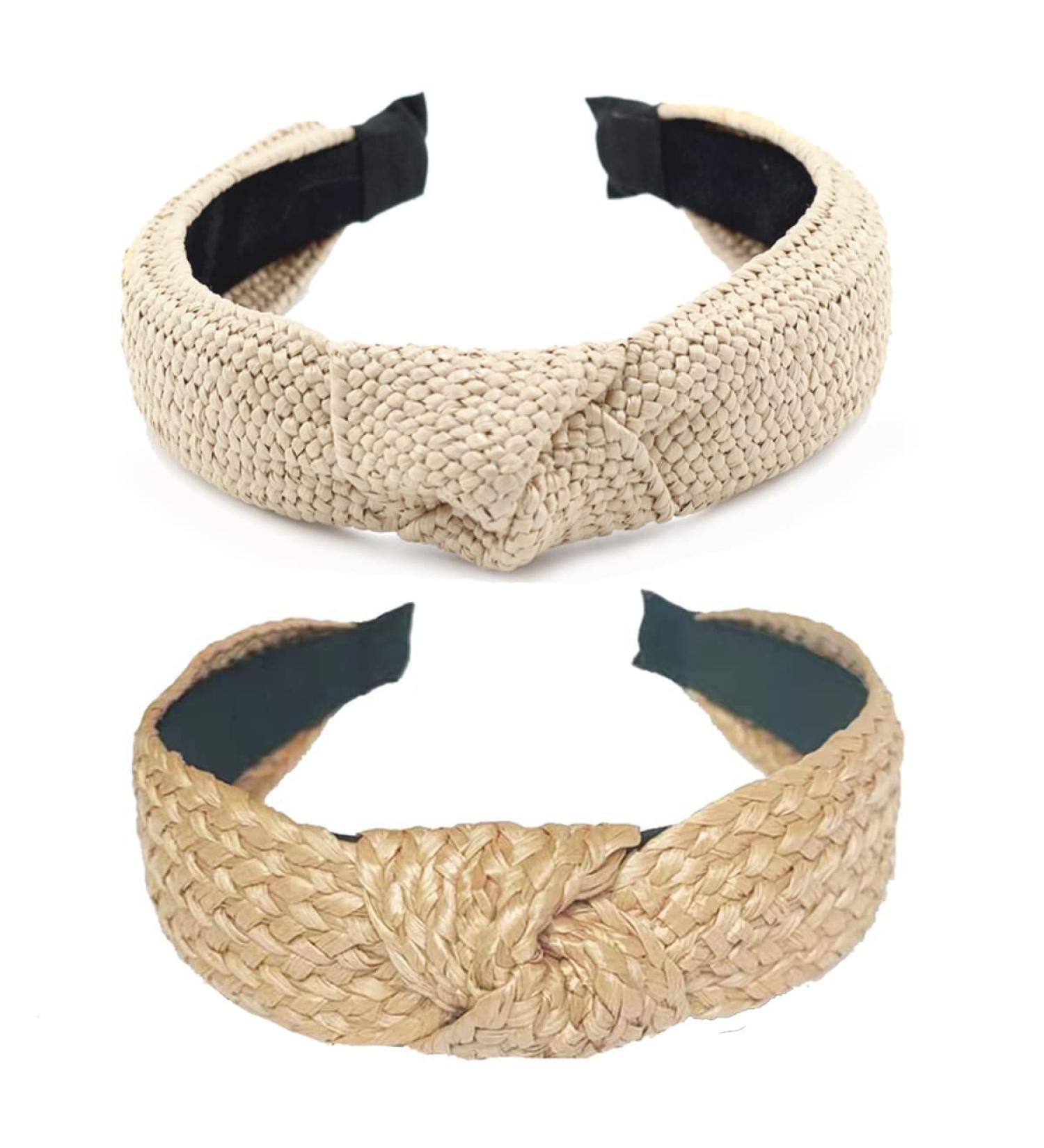Lvyeer 2 Piece Raffia Knotted Headband Set for Women - Boho Style Summer Hair Accessories (2 Piece-A) - Buy Online on GoSupps.com