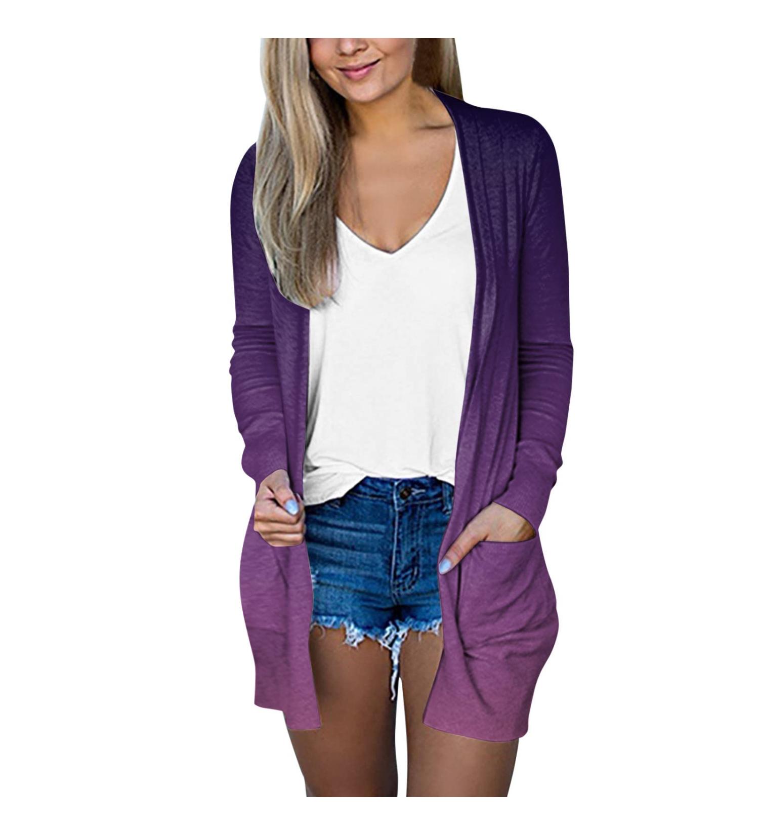 Long Shirt Outerwear Top Thin Warm Knitted Coat Women's Blouse V-Neck Shirt Tunic Long Women's Tunic Women's Shirt Casual Checked Shirt Women's Winter Chunky Knit Jacket H-purple. XXL - Buy Online on GoSupps.com