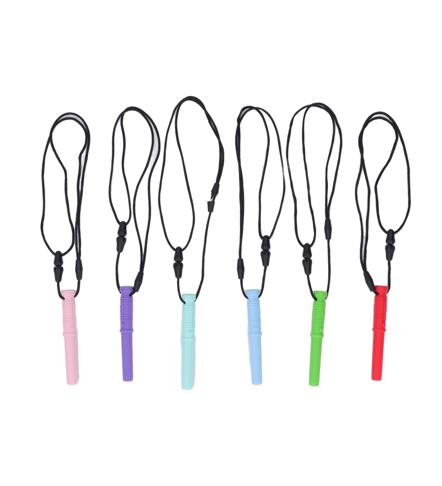 Vgeby 6-Piece Chewing Necklace Set | Cylinder Chew Necklaces Bite Rings & Sensory Chewing Chains for Kids | Food-Safe Silicone - Buy Online on GoSupps.com