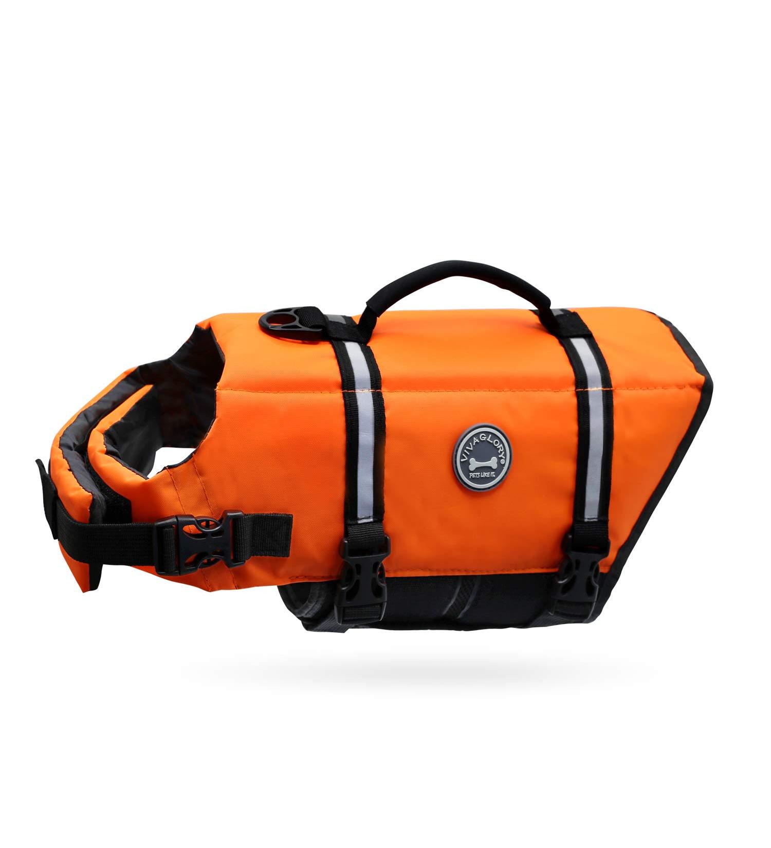 Vivaglory Ripstop Dog Rescue Vest | Small Medium Boat Buoyancy & Visibility | Neon Orange 63-78cm - Buy Online on GoSupps.com