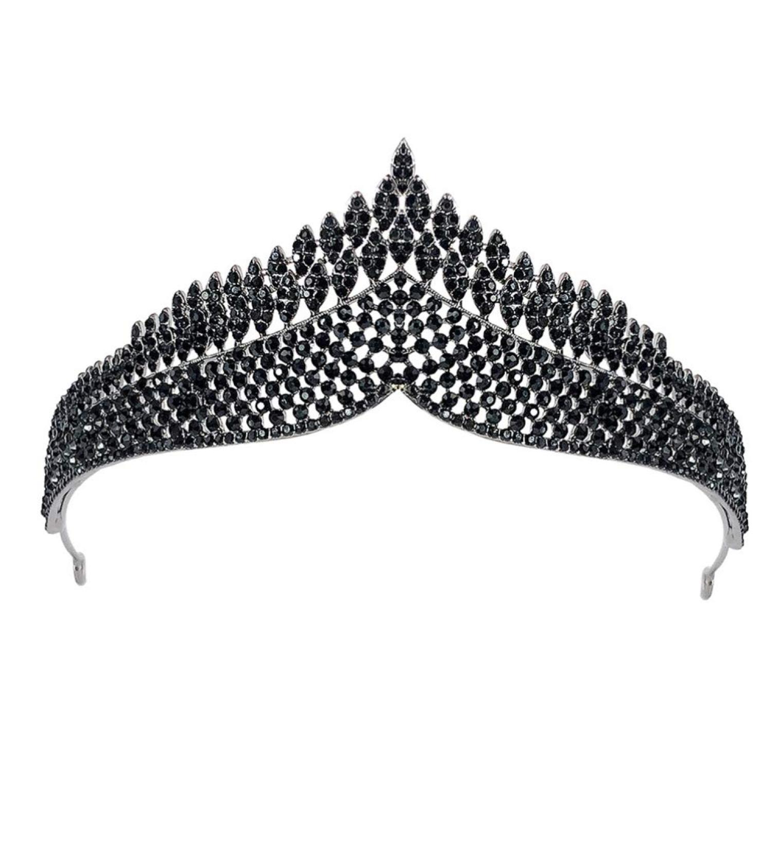 FRCOLOR Jeweled Baroque Queen Crown Black Crown Gothic Headpiece Rhinestone Wedding Crown Costume Party Hair Accessories for Women - Buy Online on GoSupps.com