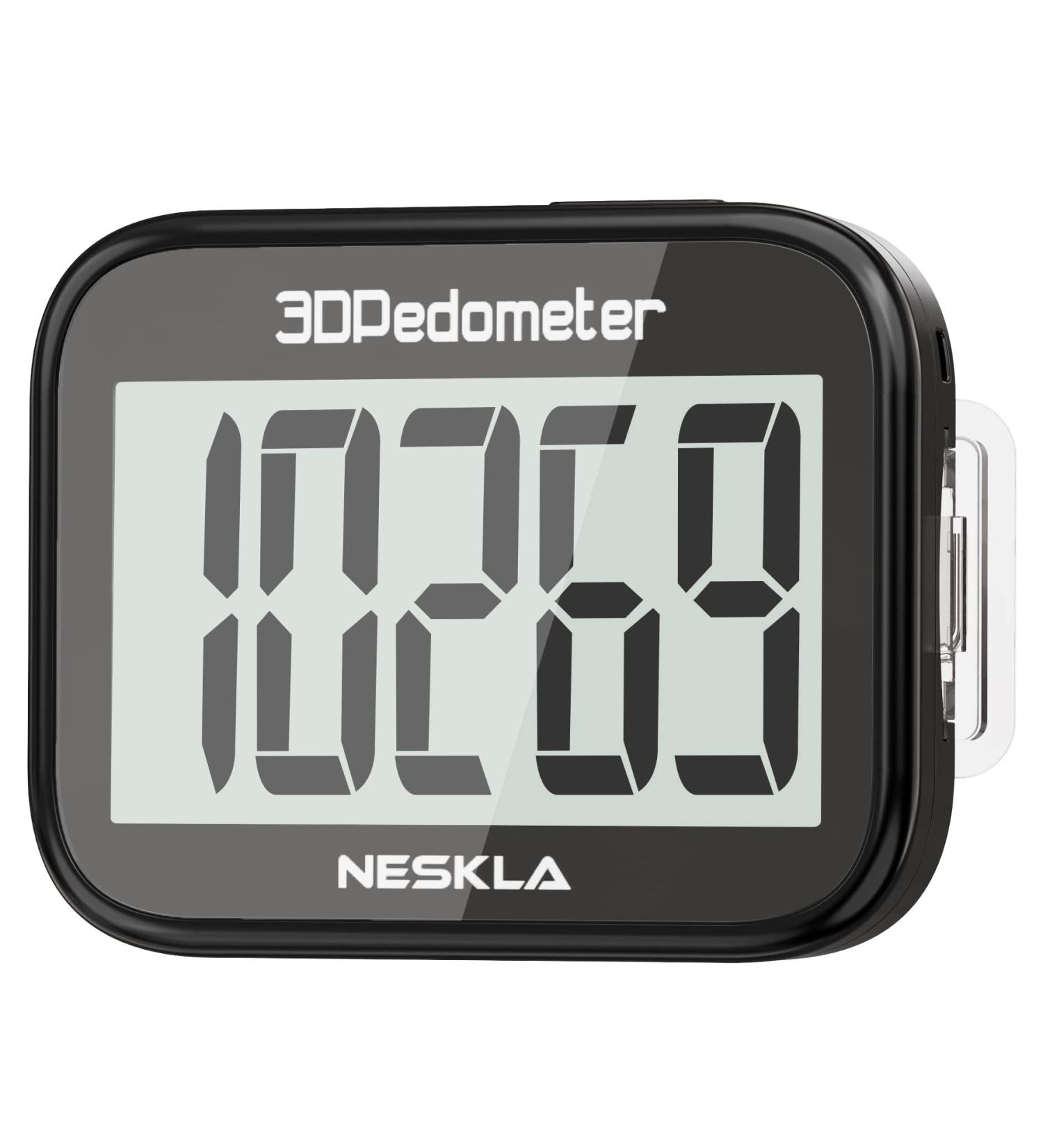 3D Pedometer for Walking - Large Digital Display Step Tracker with Removable Clip Lanyard, Black - Buy Online on GoSupps.com
