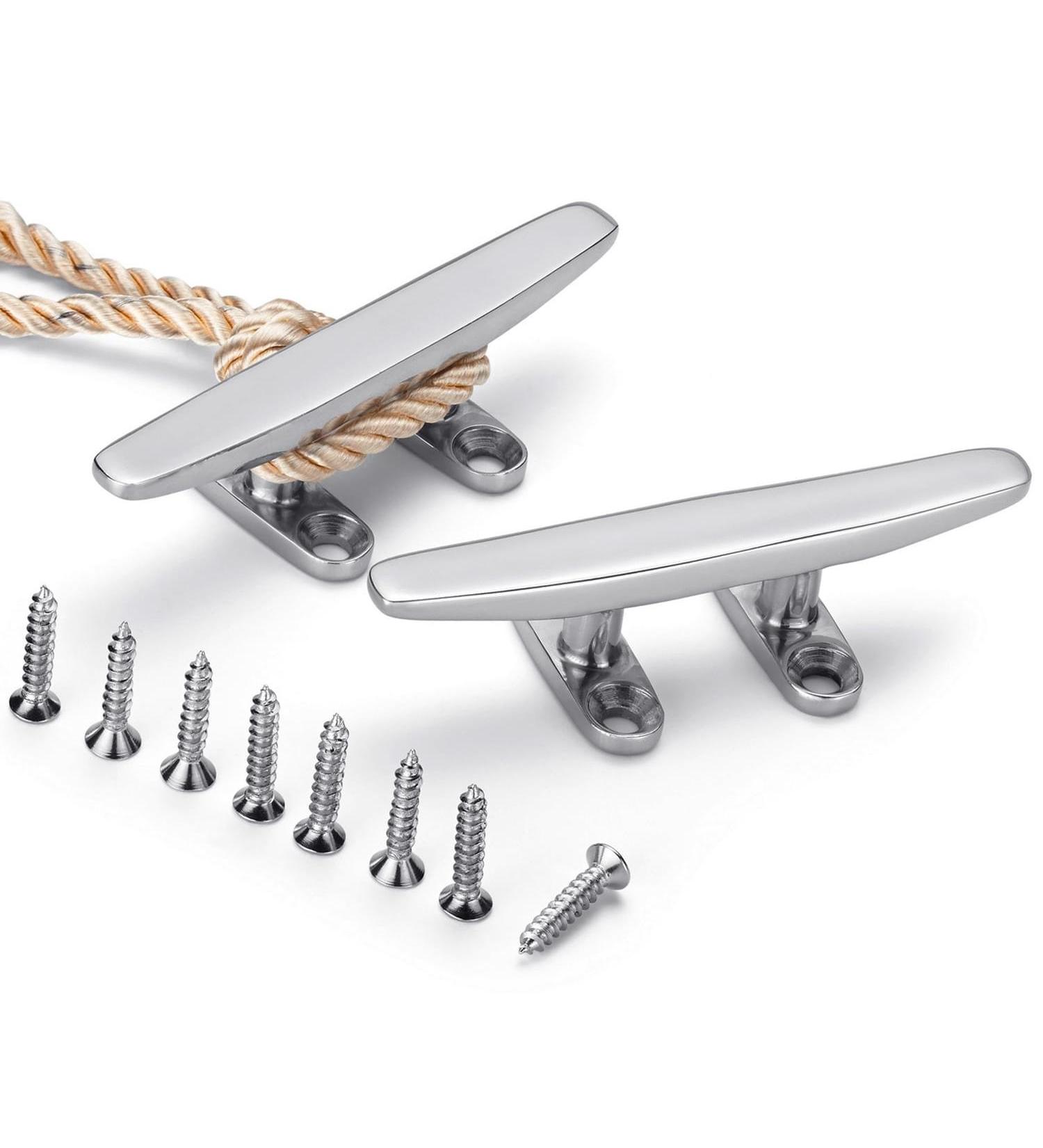ZOMCHAIN 4 Boat Cleat - 2PCS (316 Stainless Steel) | Dock Cleat for Mooring with Free Installation Screws - Buy Online on GoSupps.com