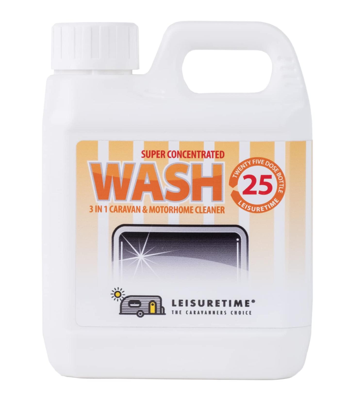 LeisureTime Concentrated Wash/Wax/Anti Static Caravan Cleaner 25 Doses - Removes Black Streaks, Dirt, Grime, Winter Algae, Mould, and Mildew - Caravan Accessories/Campervan Accessories UK - Buy Online on GoSupps.com