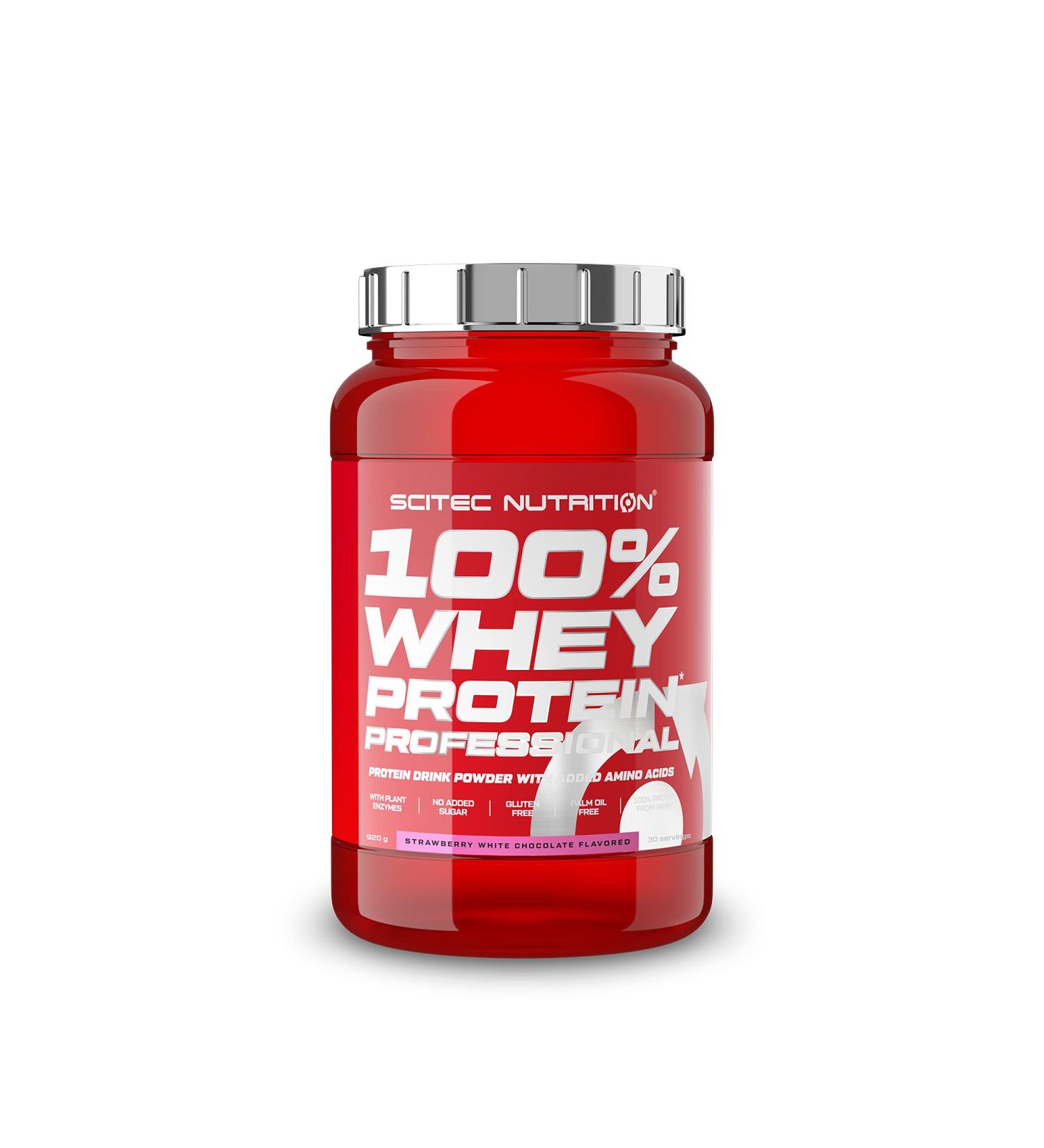 Buy Scitec Nutrition 100% Whey Protein Professional - Strawberry-White Chocolate 920g | Premium Protein for Muscle Growth - Fast International Shipping - Buy Online on GoSupps.com