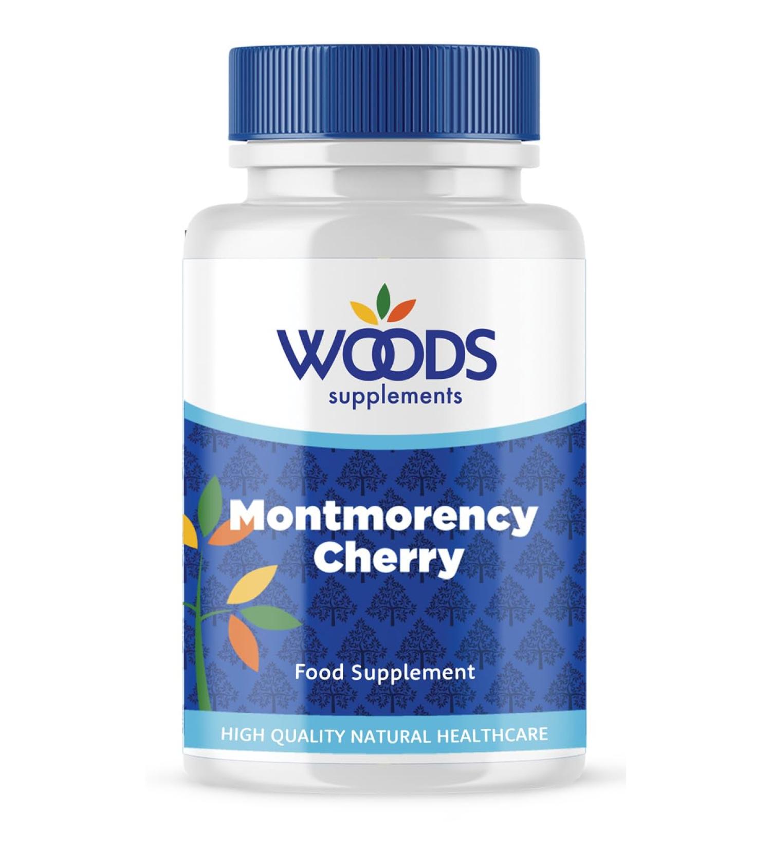 Montmorency Cherry Capsules from Woods Supplements | 435mg Montmorency Extract per Capsule | Source of Vitamins A & C | Bursting with Antioxidants | Suitable for Vegetarians & Vegans (60)