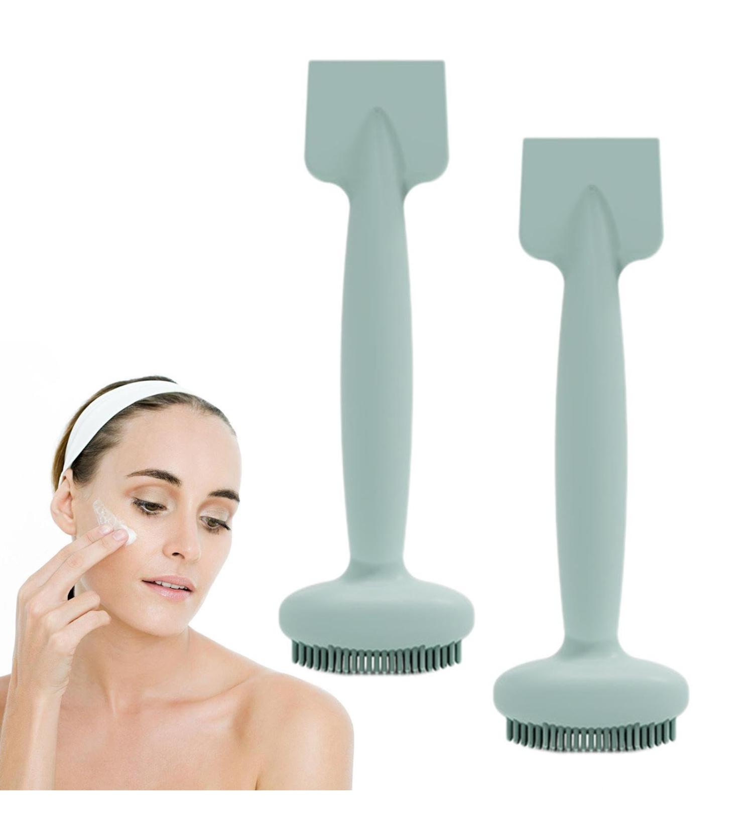 Facial Cleansing Brush Silicone Facial Scrubber Dual Head Waterproof Soft And Skin Friendly Manual Mud Film Brush For Cleaning Aezon Haze Blue 2pcs - Buy Online on GoSupps.com