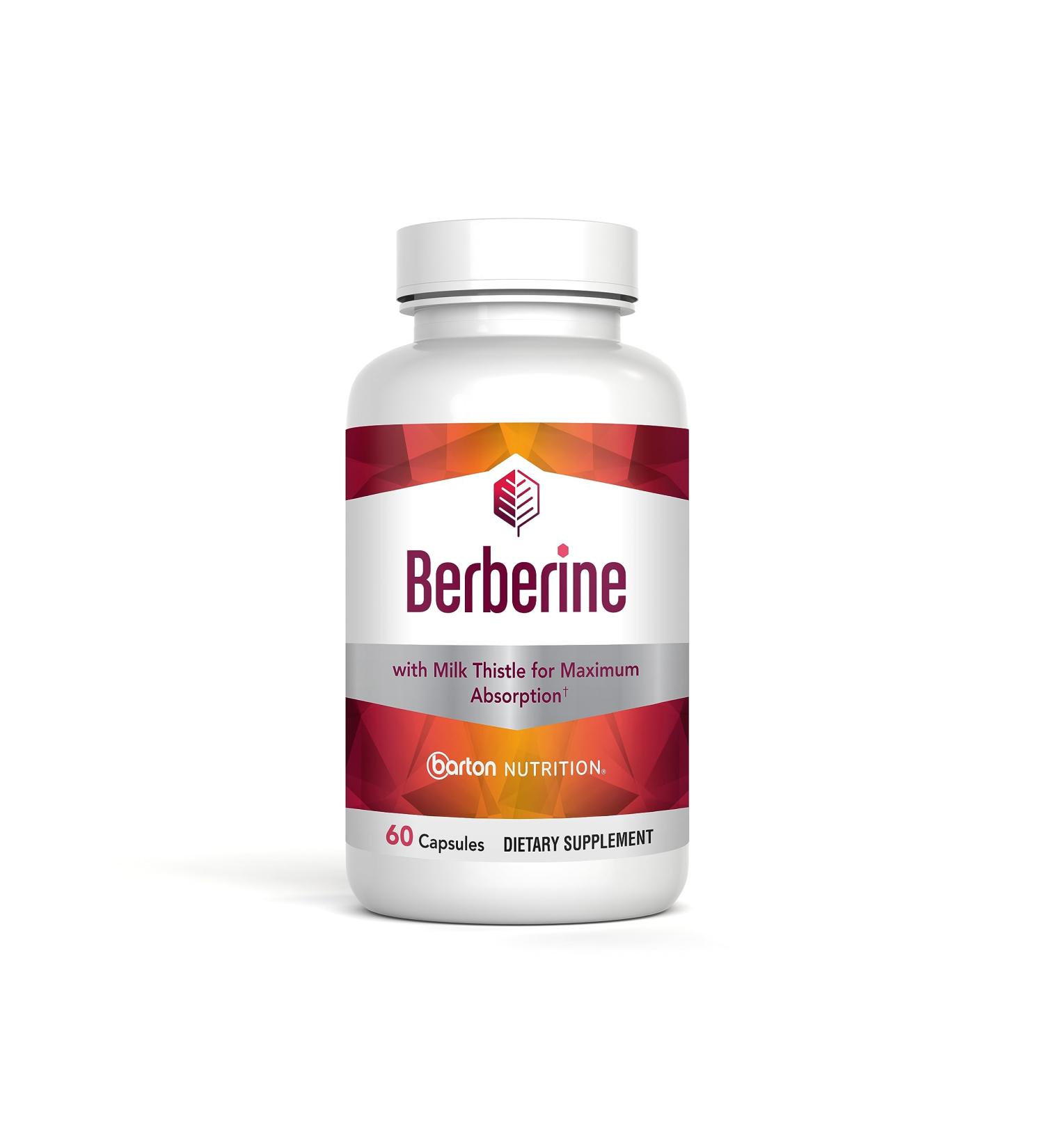 Barton Nutrition Berberine HCL 800mg, 60 Capsules - Plus with Milk Thistle for Optimal Absorption - Supports Metabolism and cadiovascular Health