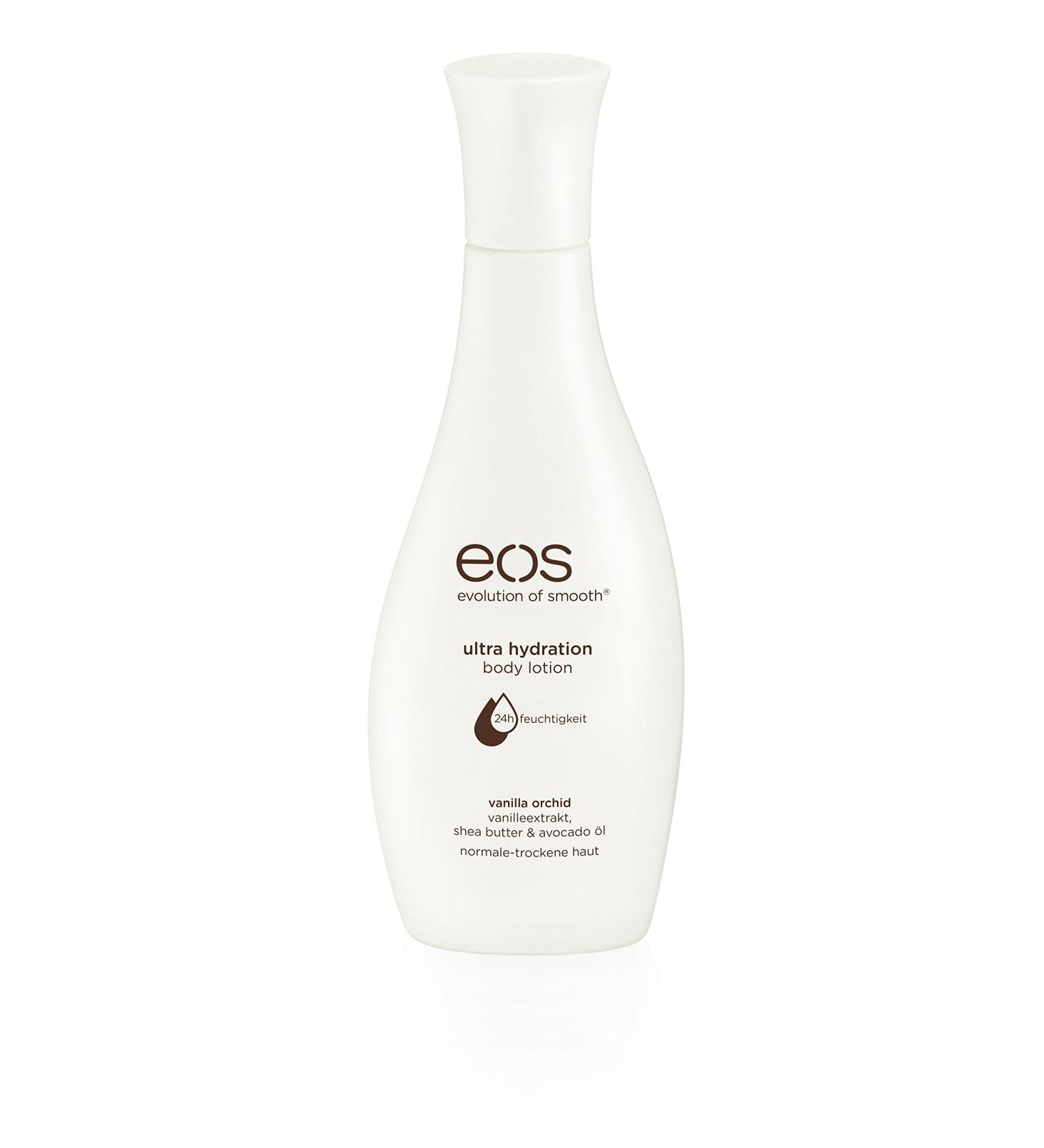 EOS Body Lotion Vanilla Orchid skin care for normal and dry skin moisturizing body lotion with avocado oil without parabens 1 x 200 ml 200 ml (1 Pack) yellow