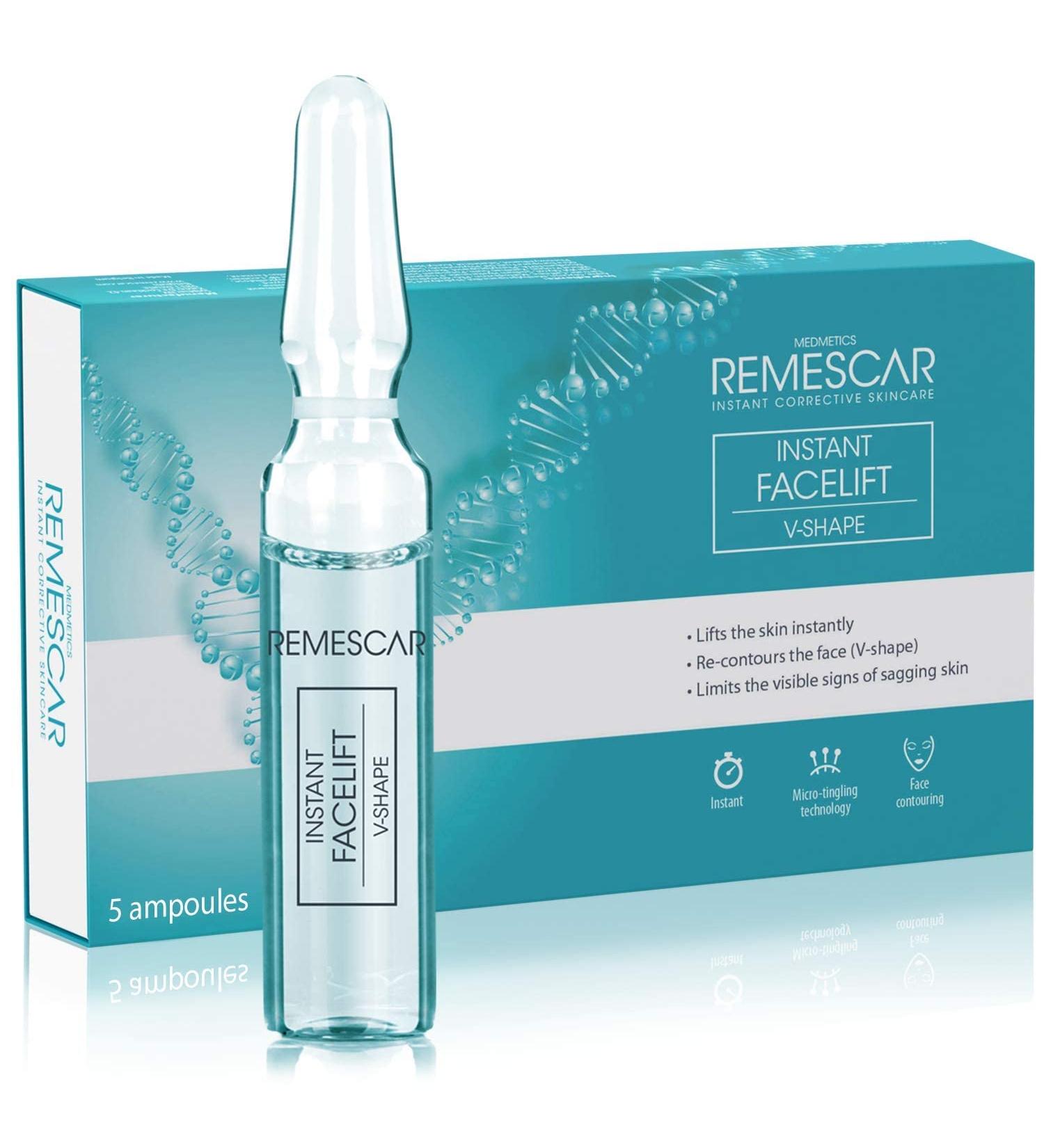 Remescar Instant Facelift V-Form Serum - 5 Ampoules for Anti-Aging Wrinkle Reduction & Collagen Boost - 5-Day Treatment for Youthful Radiant Skin - Buy Online on GoSupps.com