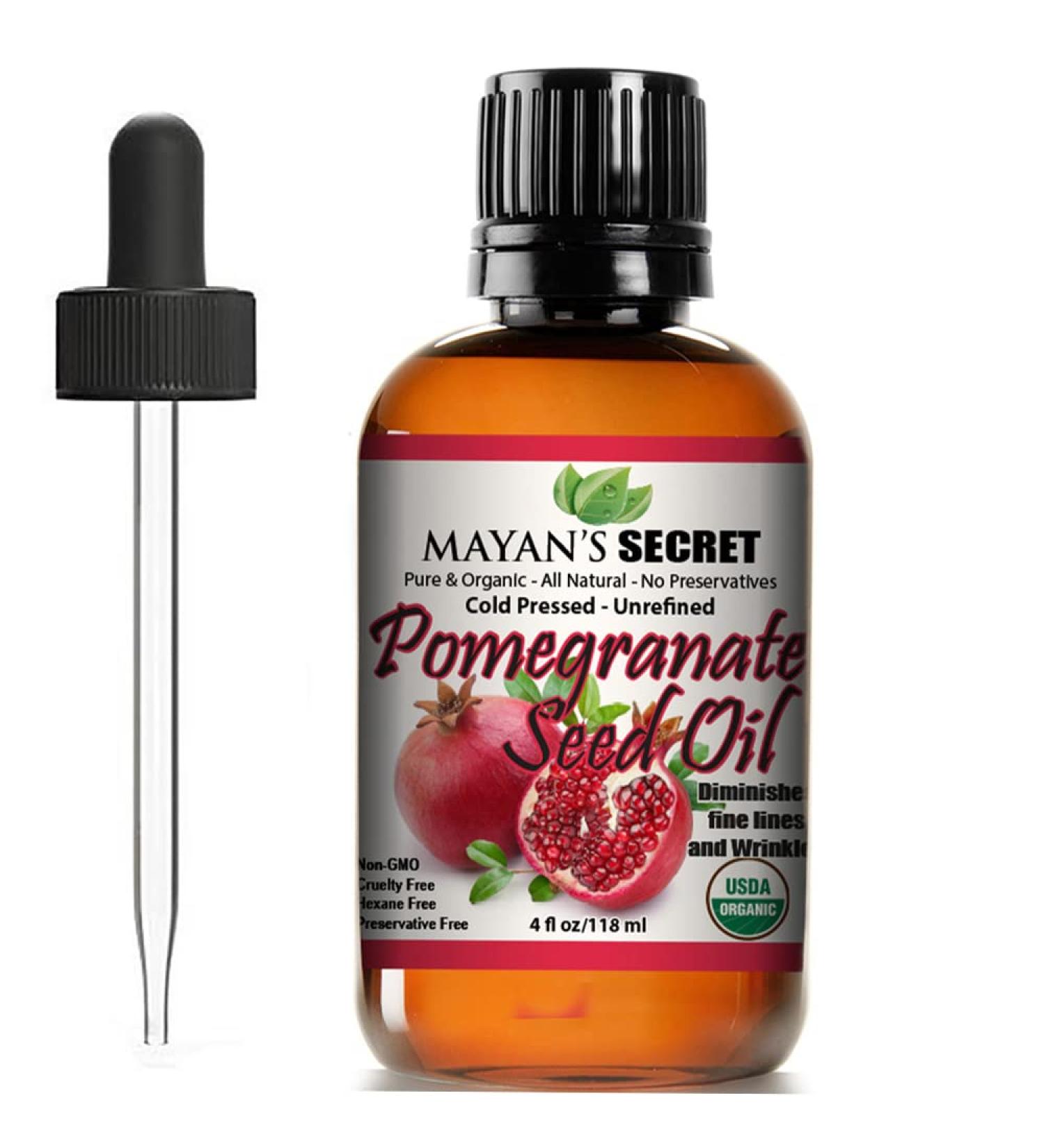 POMEGRANATE SEED OIL - VIRGIN ORGANIC COLD PRESSED USDA CERTIFIED 4oz GLASS BOTTLE
