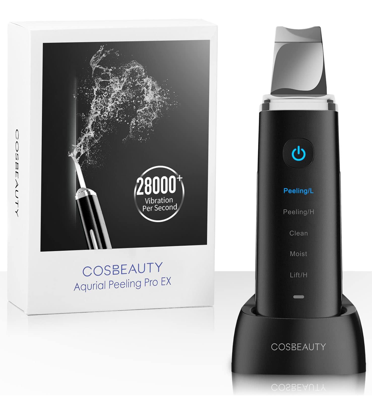 COSBEAUTY Skin Scrubber & Blackhead Remover | 28K Facial Cleansing Tool | Acne Extractor & Pore Cleaner | 5 Modes | Waterproof & Wireless Charging | Black - Buy Online on GoSupps.com