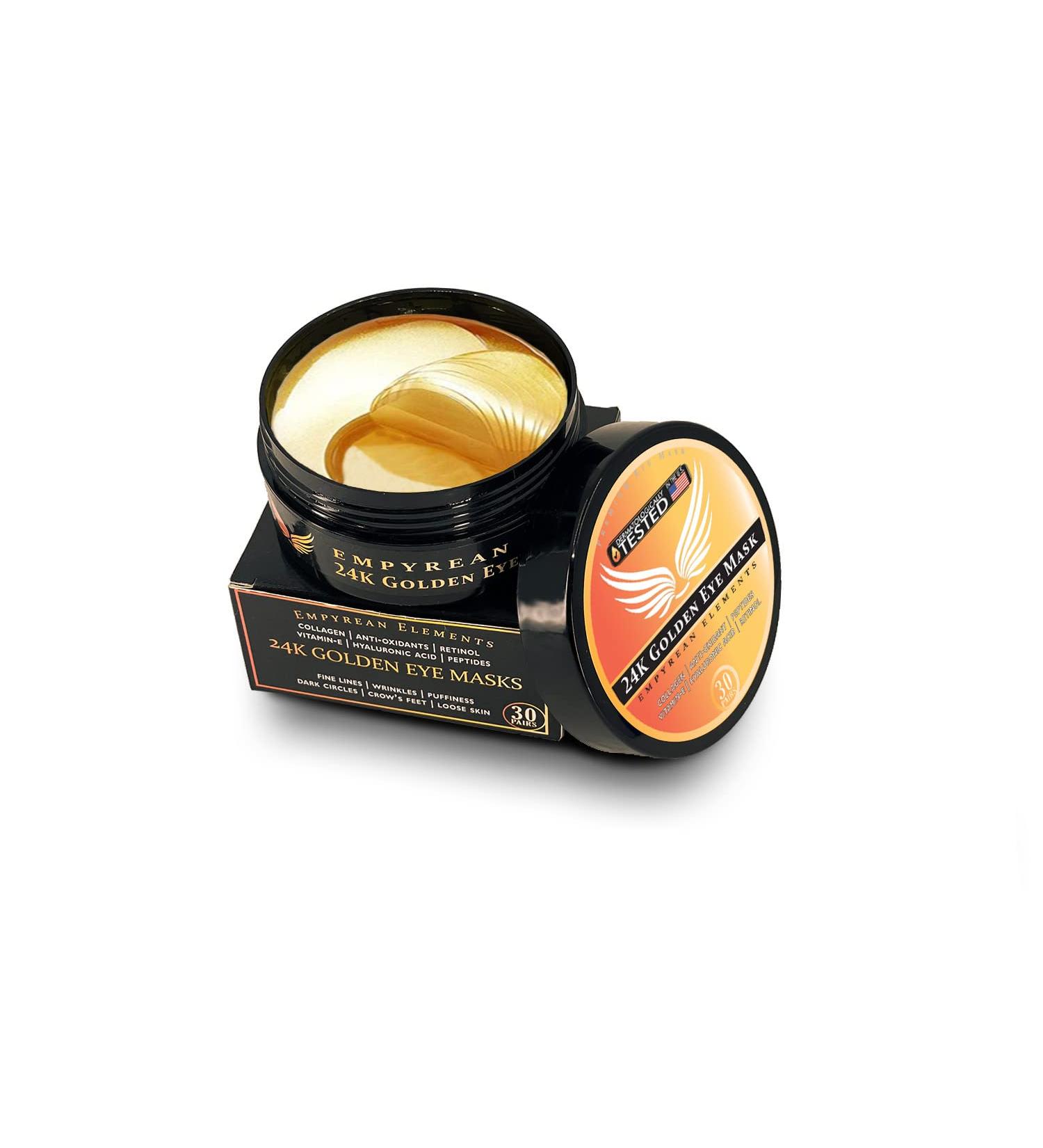 Empyrean 24K Golden Under Eye Mask (30 Pairs) with Hyaluronic Acid & Retinol - Anti-Aging Under Eye Patches for Fine Lines & Wrinkles - Buy Online on GoSupps.com