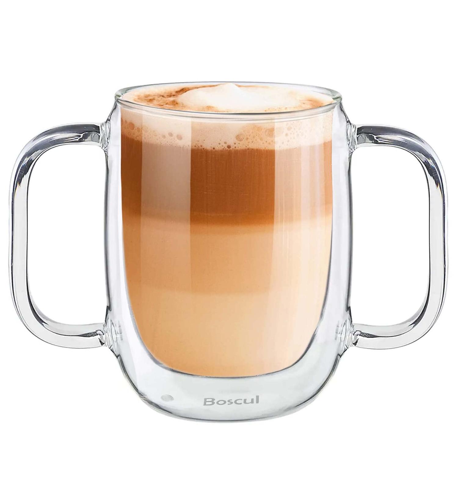 Boscul 350ml Double Walled Glass Mug | Two Handled Lightweight Cup for Elderly & Disabled | Drinking Aid for Arthritis, Dementia & Limited Mobility - Buy Online on GoSupps.com