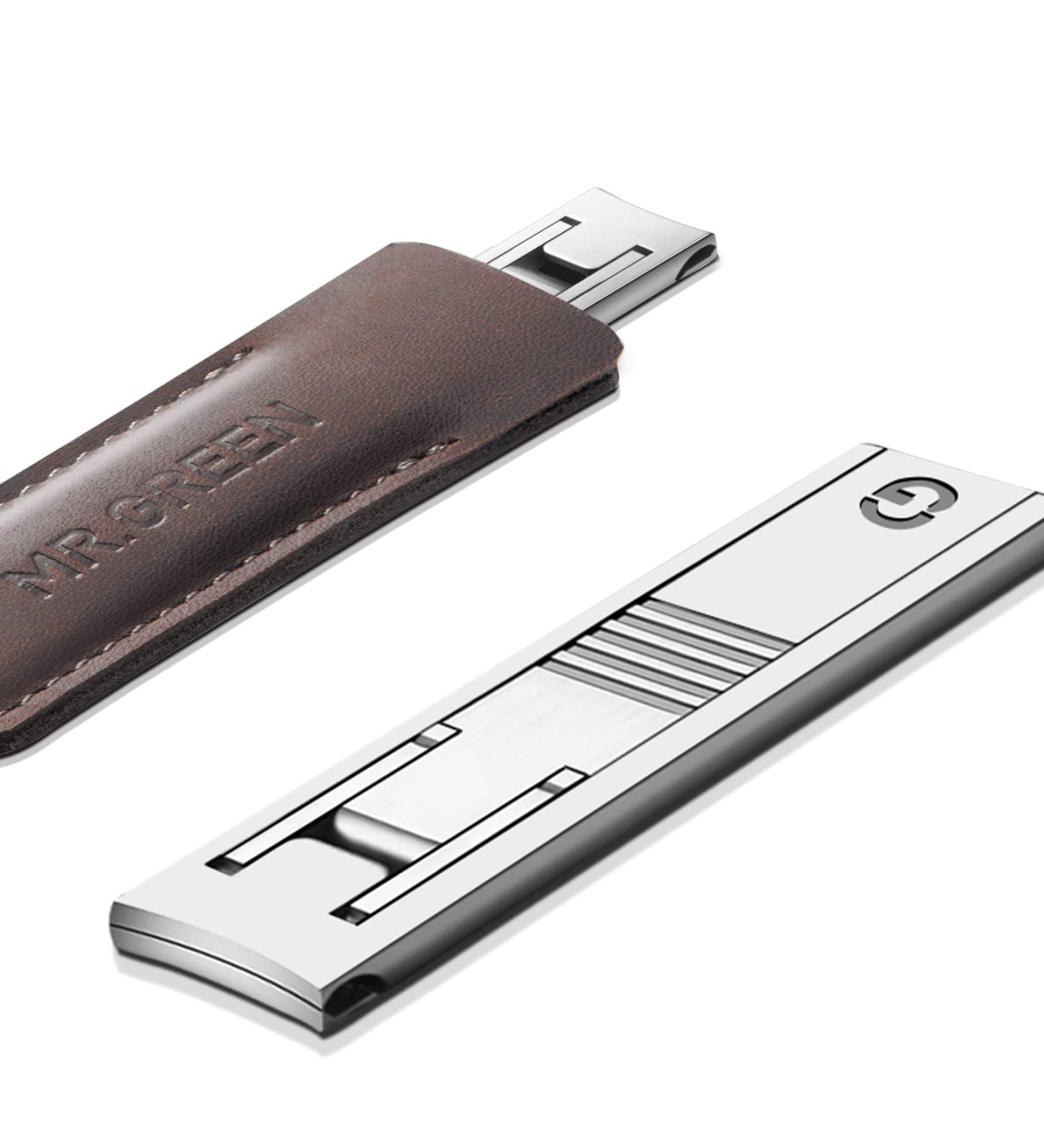 MR.GREEN Ultra Thin Nail Clippers Advanced Precision Technology Nail Cutters with Cow Leather Cover Superior Texture Manicure Tools (Light Brown) - Buy Online on GoSupps.com