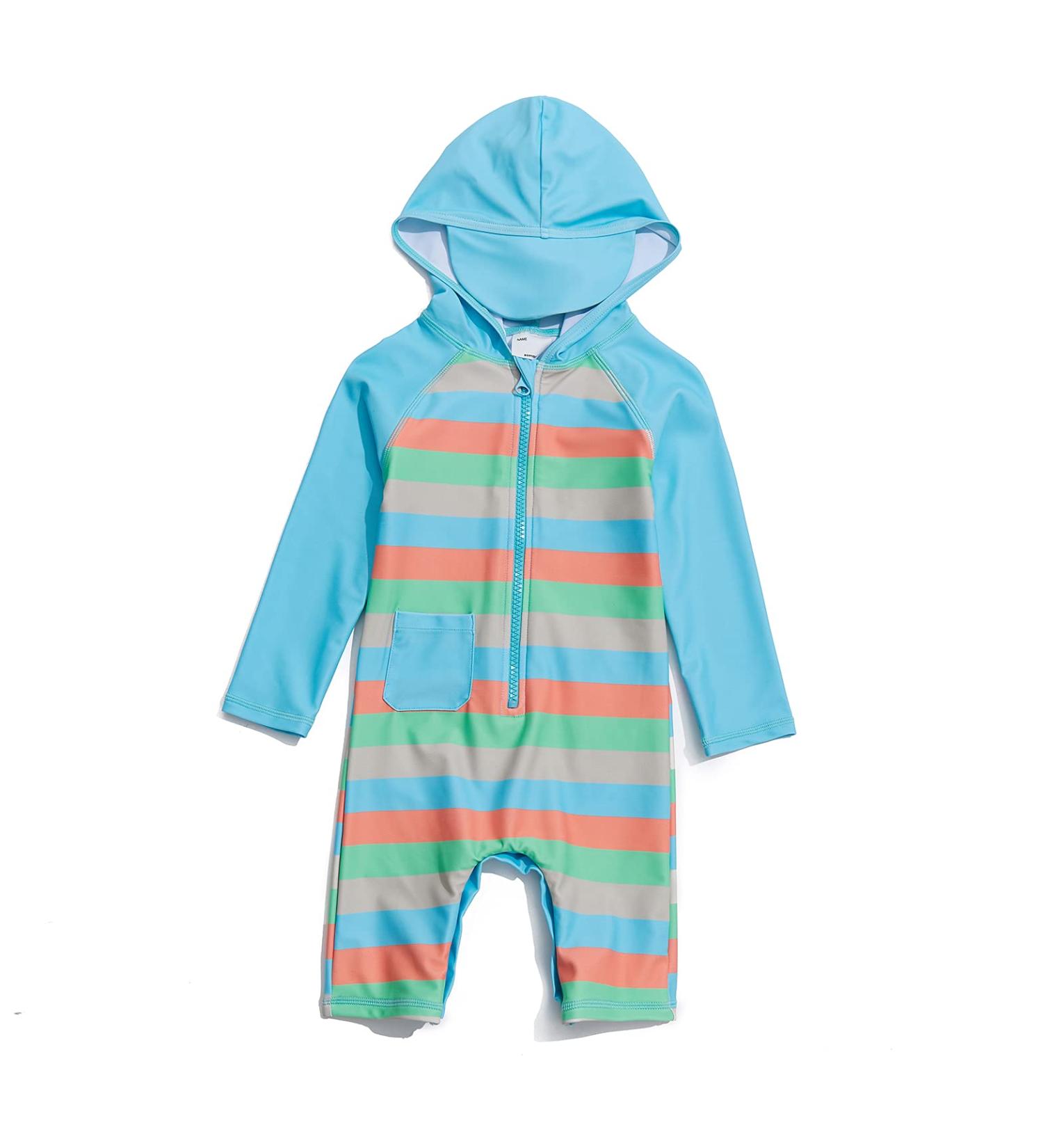 BONVERANO Baby Boys Full-Zip Hoodie Swimsuit with UPF 50+ Sun Protection | 6-9 Months - Buy Online on GoSupps.com