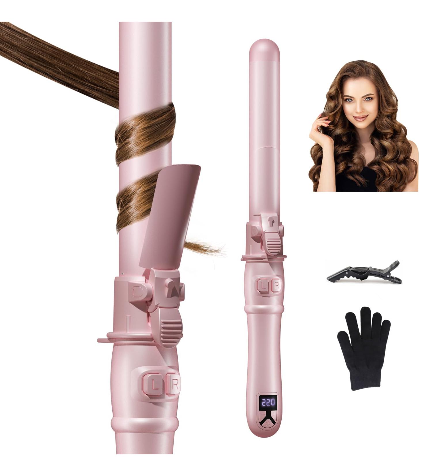 Buy Rotating Curling Iron 28mm - Automatic Waves Curler for Medium/Long Hair | Fast Heating & Multi-Setting Temperature (Pink - Buy Online on GoSupps.com