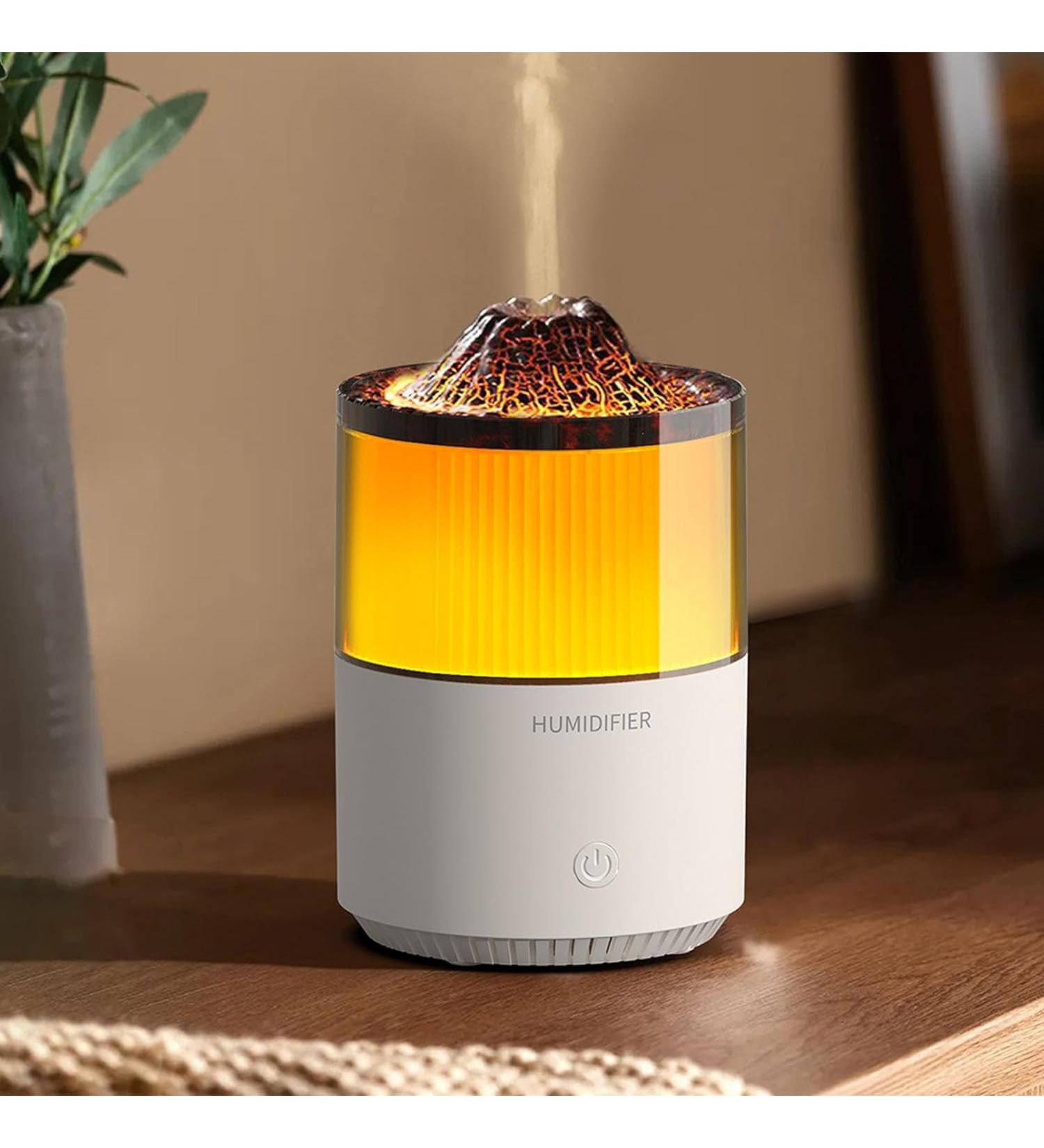 Buy Colourful Flame Essential Oil Diffuser - Ultra Silent Aromatherapy with LED Lights & Volcano Design - 200ml (White) - Shop Internationally - Buy Online on GoSupps.com