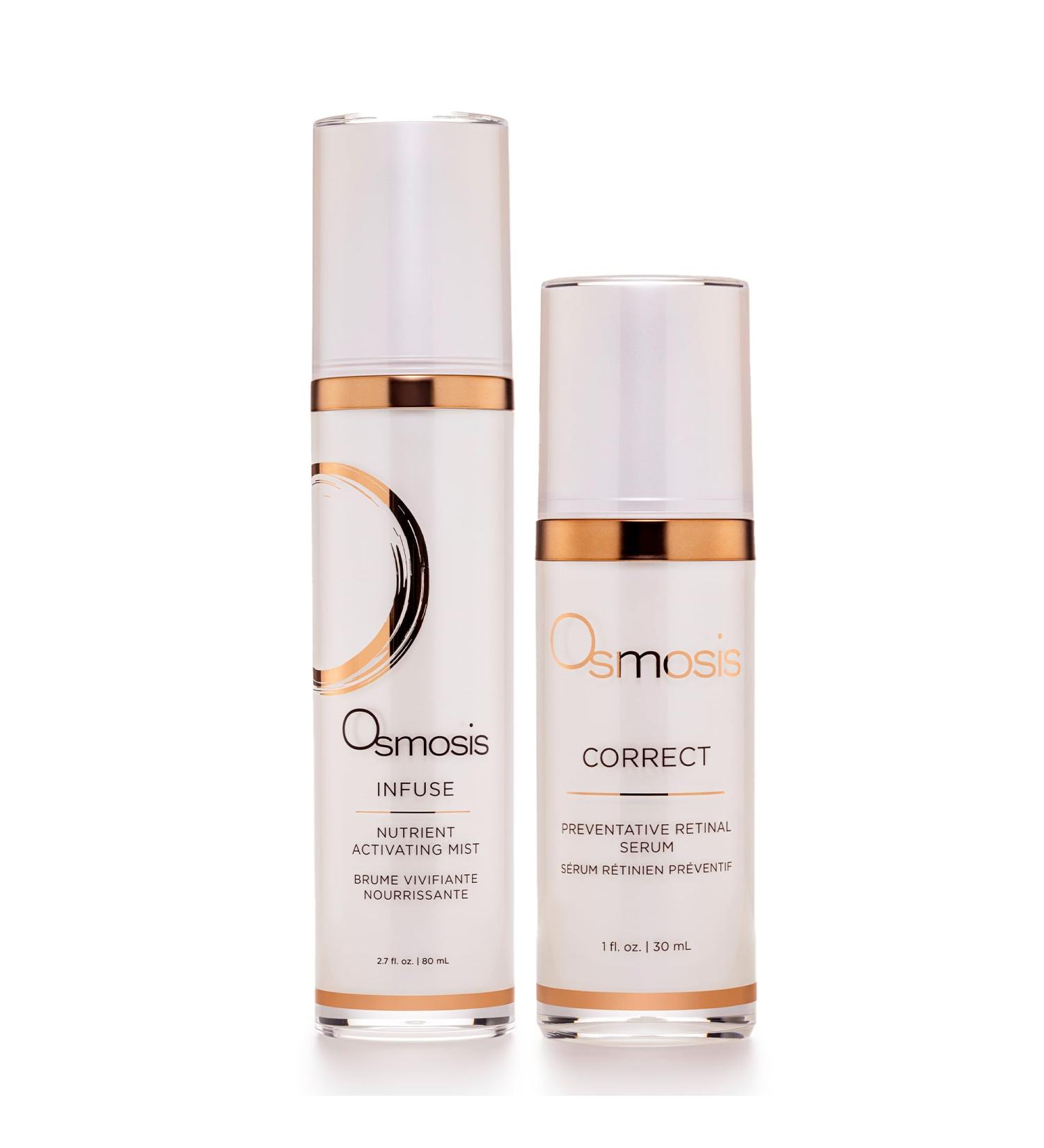 OSMOSIS Facial Mist and Serum Kit INFUSE (2.7oz) Nutrient Hydrating Facial Mist CORRECT (1oz) Preventative Retinal Facial Serum Collagen Booster - Buy Online on GoSupps.com