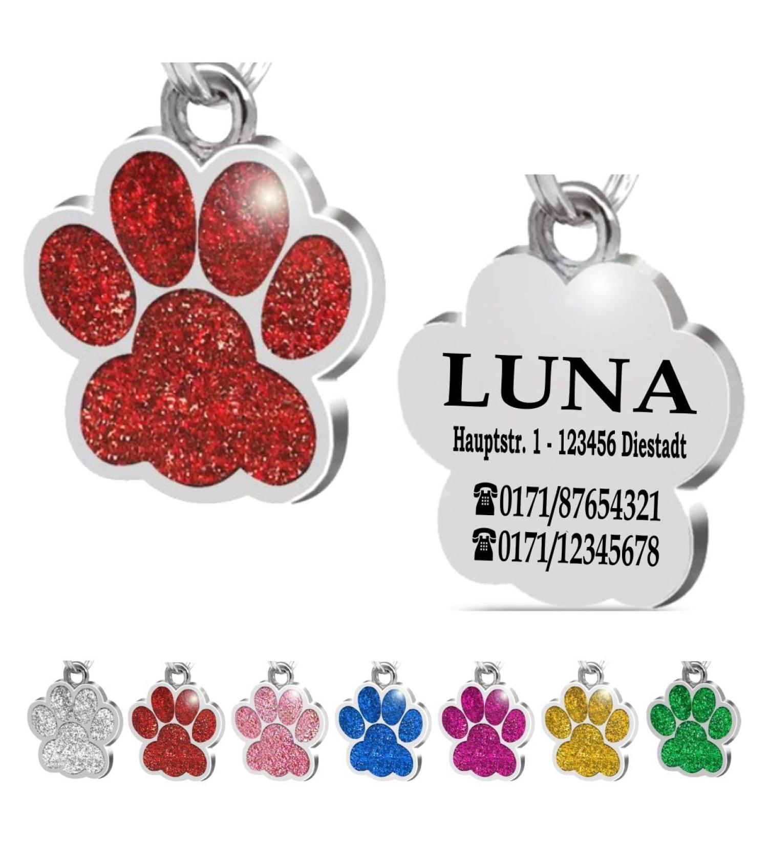 Iberiagifts Paw Dog Tag - Personalized Engraved Plaque for Small to Medium Dogs & Cats (Red) - International Shipping Available - Buy Online on GoSupps.com