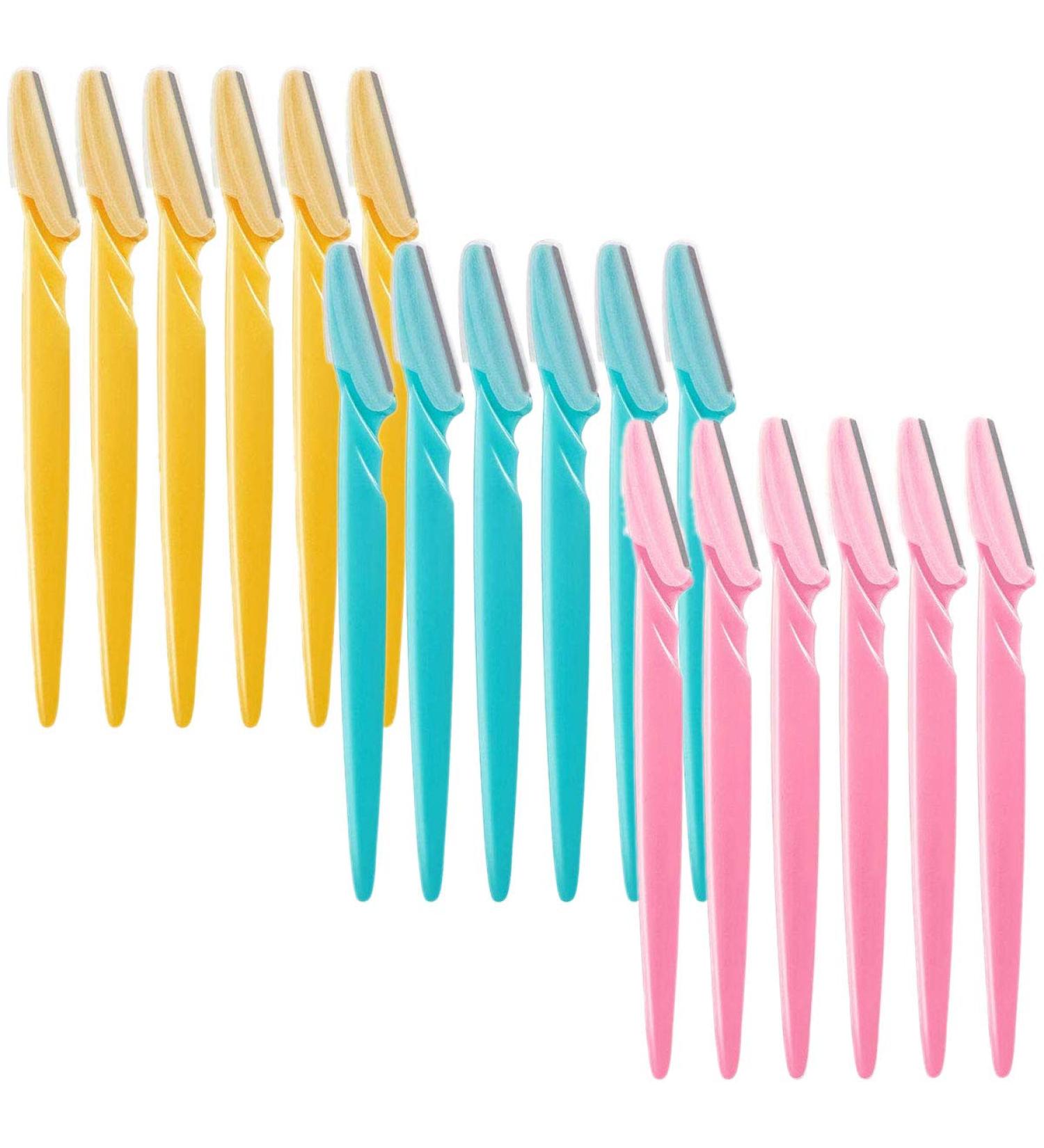 18-Piece Eyebrow Razor Set | Foldable Hair Removal Trimmer for Men & Women | Multi-Color Pink Blue Yellow | Face & Body Shaving Tool - Buy Online on GoSupps.com
