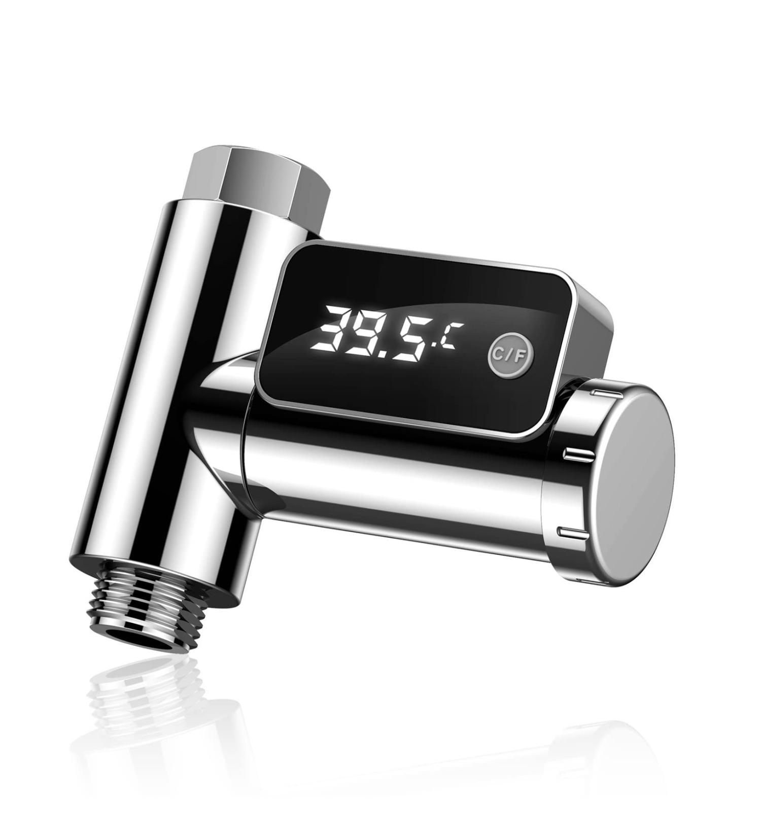 Shower Thermometer LED Digital Display | Baby Bath Water Thermometer | 360 Rotating Screen | Celsius/Fahrenheit Display | Home Bathroom Kitchen | Silver - Buy Online on GoSupps.com