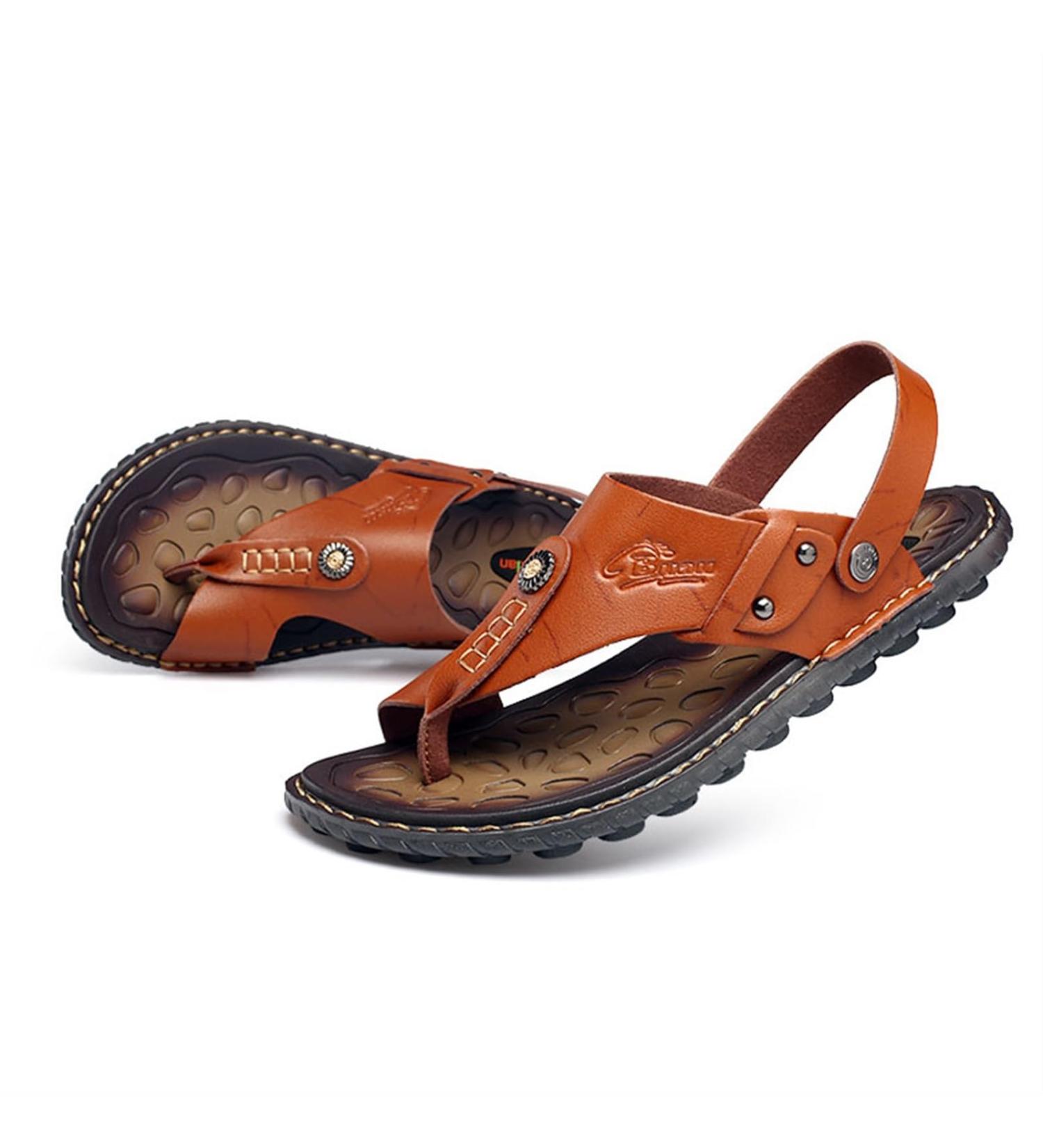 Men's Toe Corrector Sandal - Comfy Summer Slip-On for Bunion Relief | Non-Slip Breathable Flip Flops for Hallux Valgus Symptoms - Size 11 Brown - Buy Online on GoSupps.com