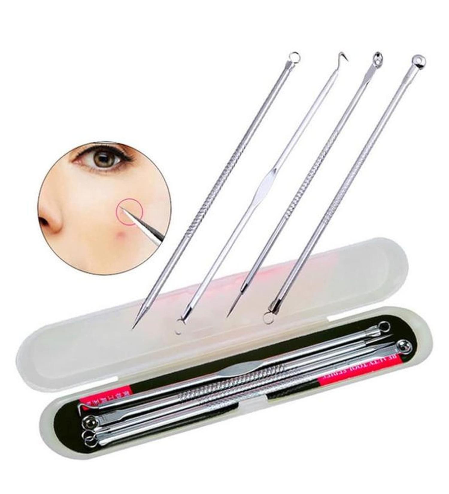Acne Needle Set - 4 Stainless Steel Blackhead Removal Tools for Spot Extraction & Face Care - Buy Online on GoSupps.com