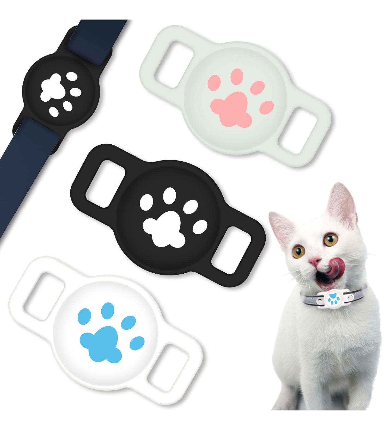 Coholl Protective Cover for Apple AirTag Case - 3 Pieces Silicone Shell for GPS Finder Dog Collar Anti-Oste Pet Loop Holder for Cats & Dogs - Black White & Light Powder - Buy Online on GoSupps.com