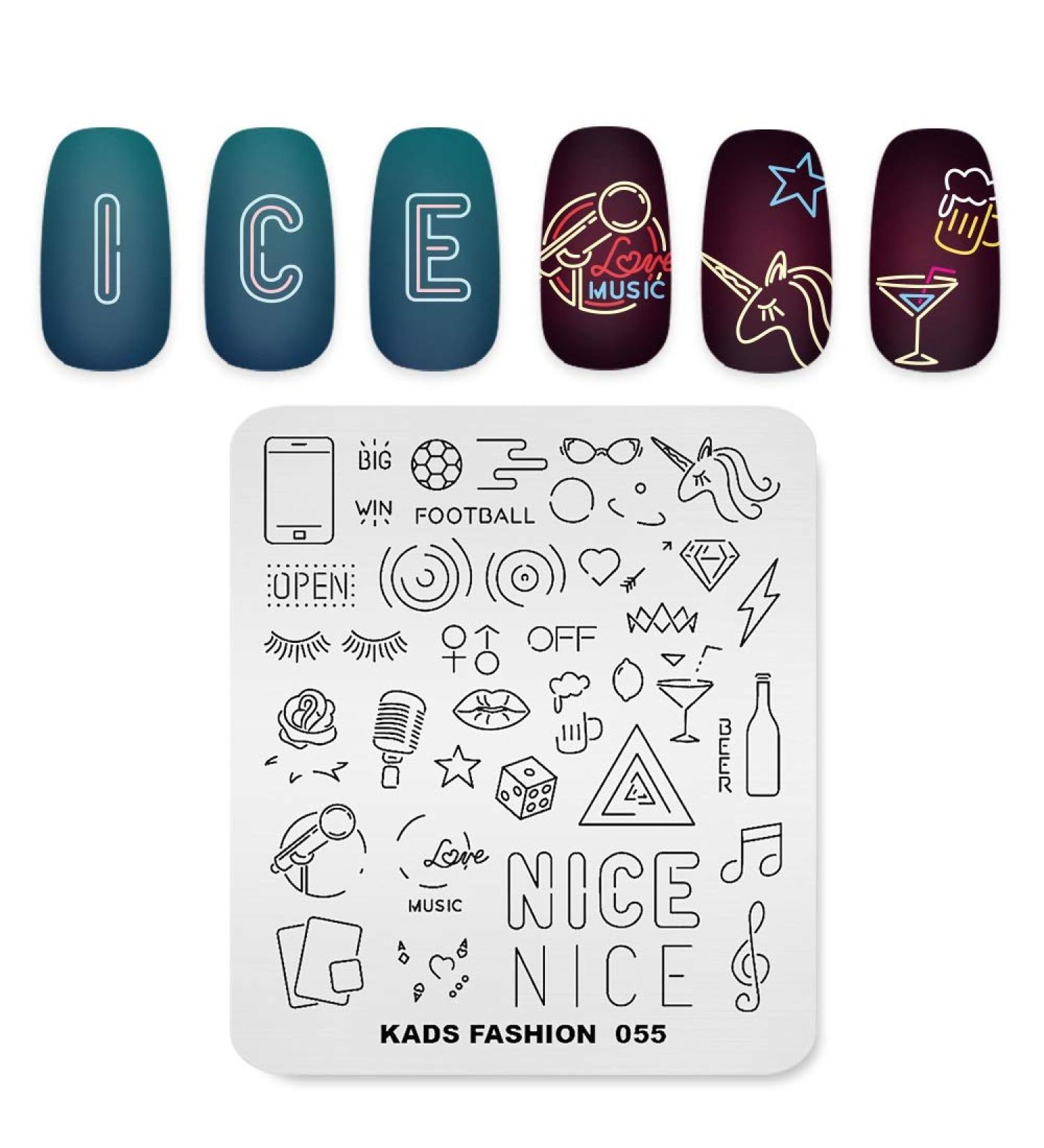 Alexnailart Nail Stamp Plates - Creative Fashion Templates for DIY Nail Art | Neon Sign & Music Designs | Multi-Pattern Manicure Tools FA055 - Buy Online on GoSupps.com