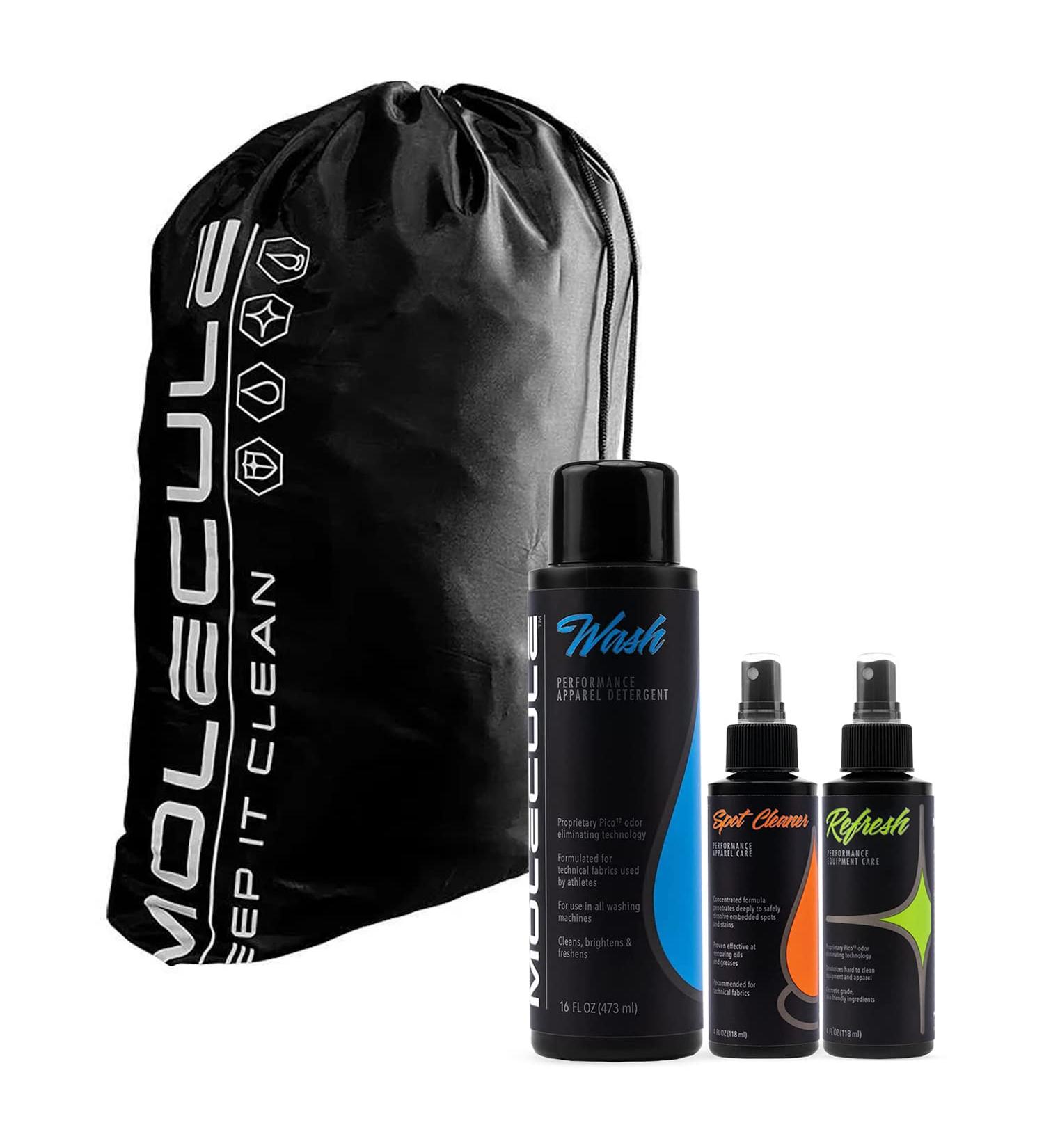Molecule Clean Kit - 16oz Wash 4oz Refresh & Spot Cleaner for Performance Apparel Race Suits - Ultimate Tough Stain Removal - Buy Online on GoSupps.com