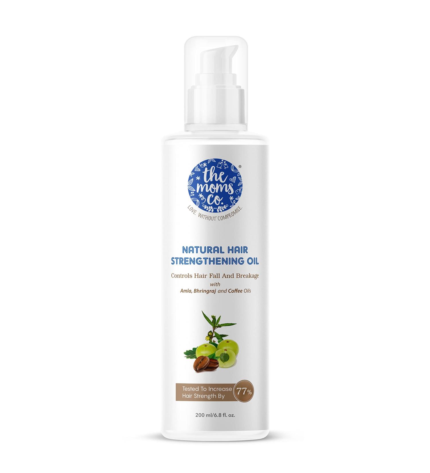 The Moms Co. Natural Hair Strengthening Oil| Controls Hair Fall|Hair Oil with Amla Bhringaraj Moroccan Argan Oil 200 ml - Buy Online on GoSupps.com