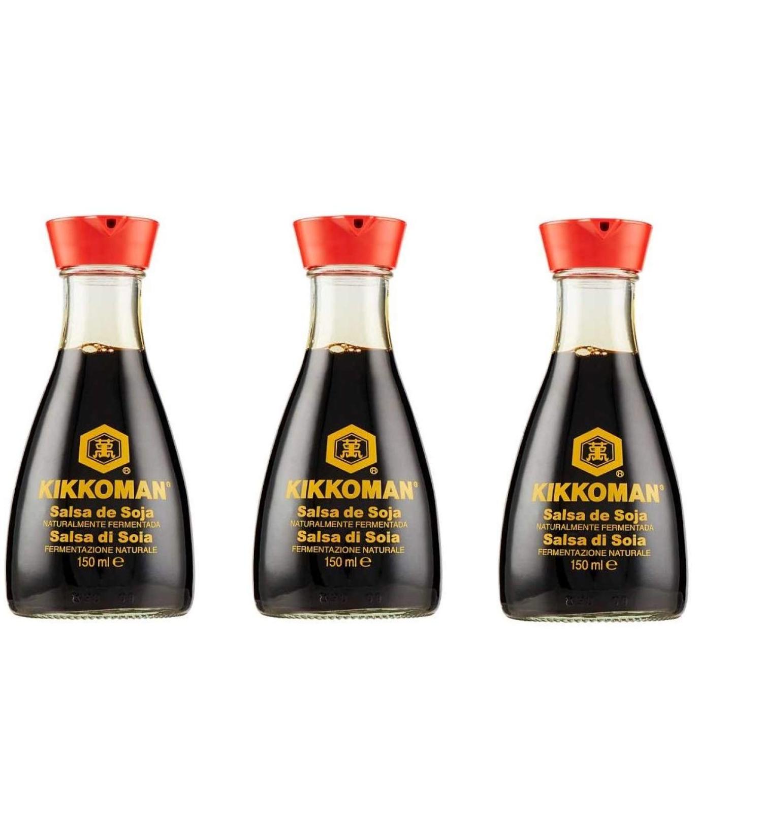 KIKKO Kikko man Salsa di Soia Fermentazione Glass Bottles for Naturally Fermented Soy Sauce 150 ml (Pack of 3)