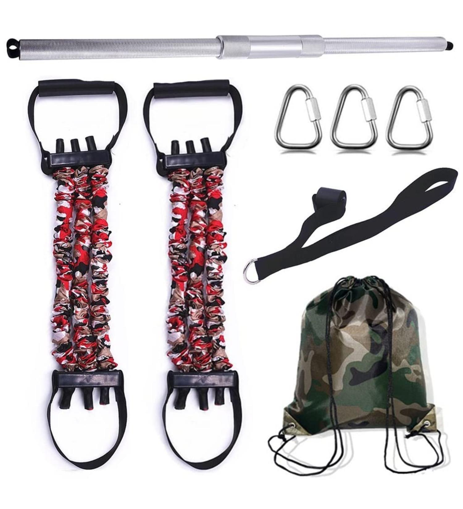 Buy 31" Aluminum Alloy Pilates Bar with Rubber Resistance Bands - Full Body Workout Gym Equipment | International Shipping | Dinosaur Doodle - Buy Online on GoSupps.com