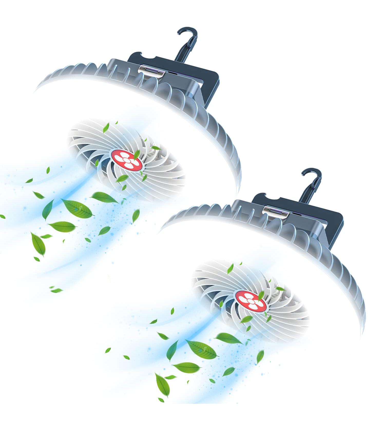 XTAUTO Portable Camping Fan with LED Lantern - USB Rechargeable, Waterproof, 2-Pack - Buy Online on GoSupps.com