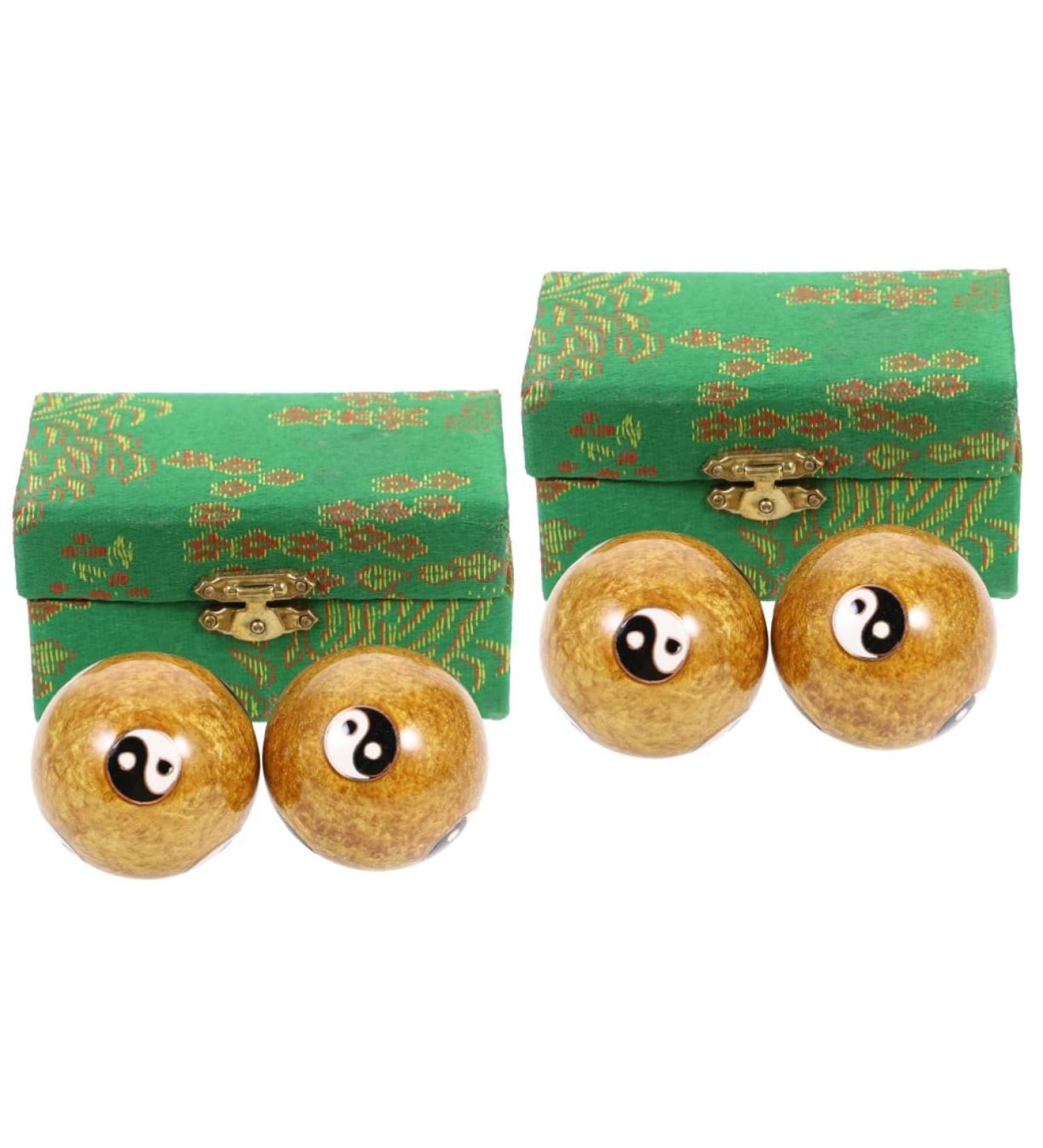 Gleavi 4-Piece Massage Globe Set - Hand & Foot Massage Balls for Relaxation & Exercise - Cloisonn Baoding Balls - Buy Online on GoSupps.com