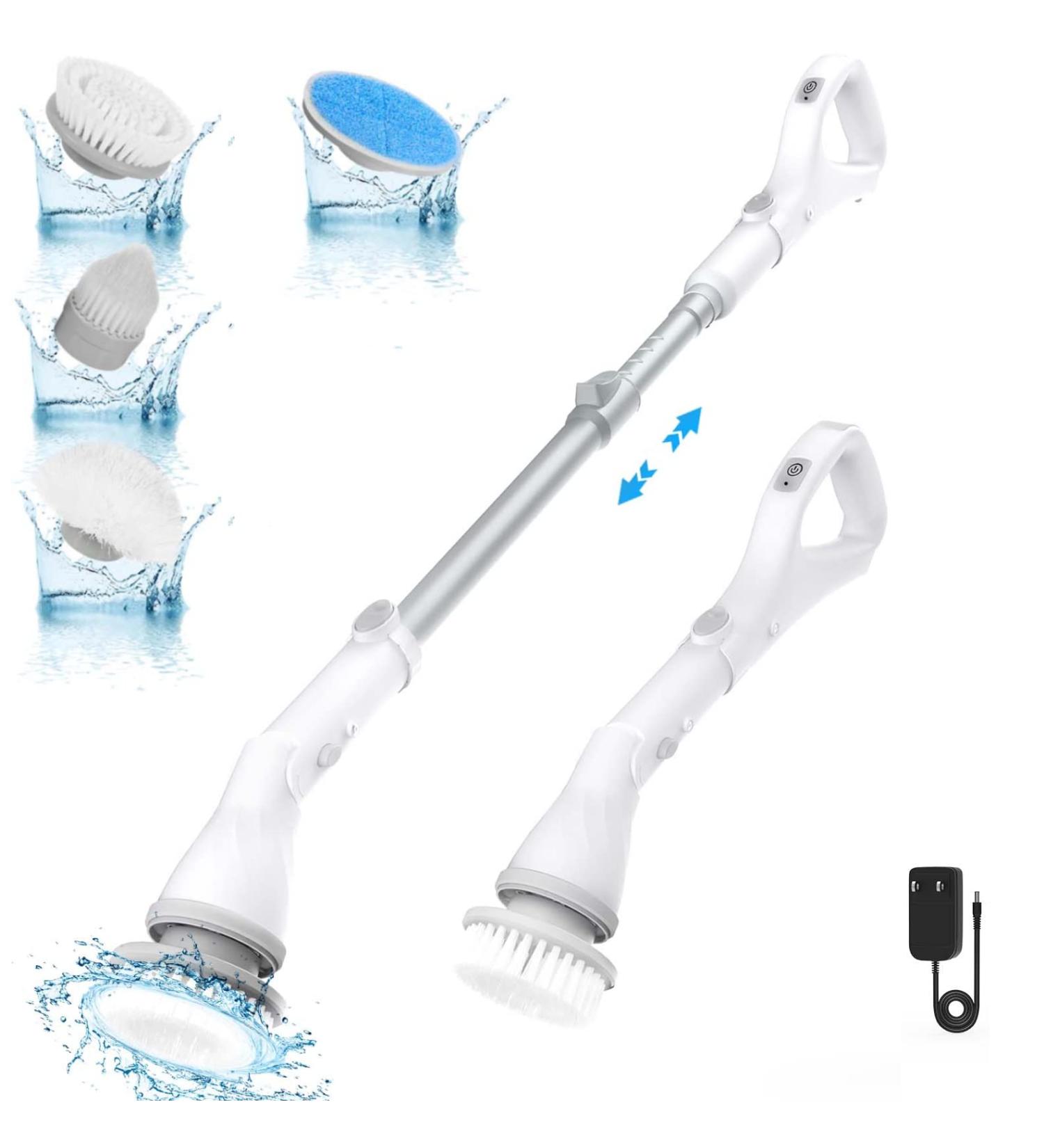 Syvio Electric Spin Scrubber: Cordless Cleaning Brush with Replaceable Heads for Bathroom, Floor, Pool, Tile, and Car - Buy Online on GoSupps.com