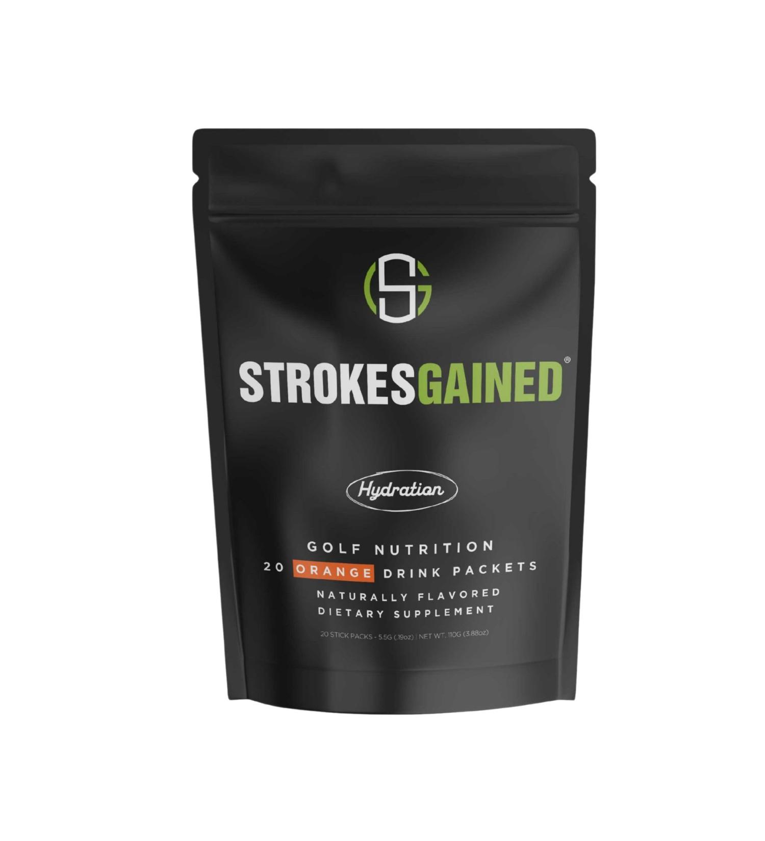 Strokes Gained Golf Hydration Orange Electrolyte Powder Sugar Free Drink Mix Packets Golf Accessories for Men & Women Golf Gifts 20 Stick Packs - Buy Online on GoSupps.com