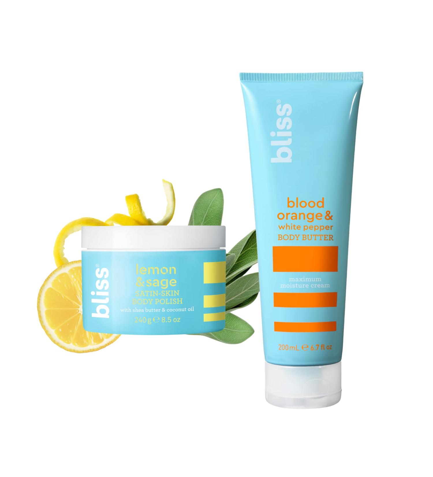 Bliss Body Butter - Blood Orange and White Pepper - Maximum Moisture Cream - 6.7 Fl Oz - Body Lotion for Dry Skin and Satin-Skin Body Polish - Lemon and Sage - Body Scrub with Shea Butter - Buy Online on GoSupps.com