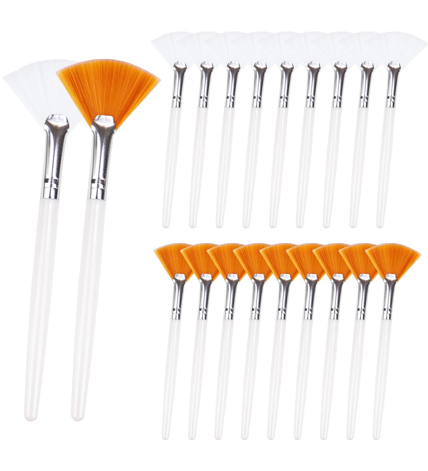 20-Piece Fan Brushes Set | Soft Facial Applicator & Esthetician Cosmetic Brushes for Mud Cream & Makeup Peel - Perfect for Makeup Artists - Buy Online on GoSupps.com