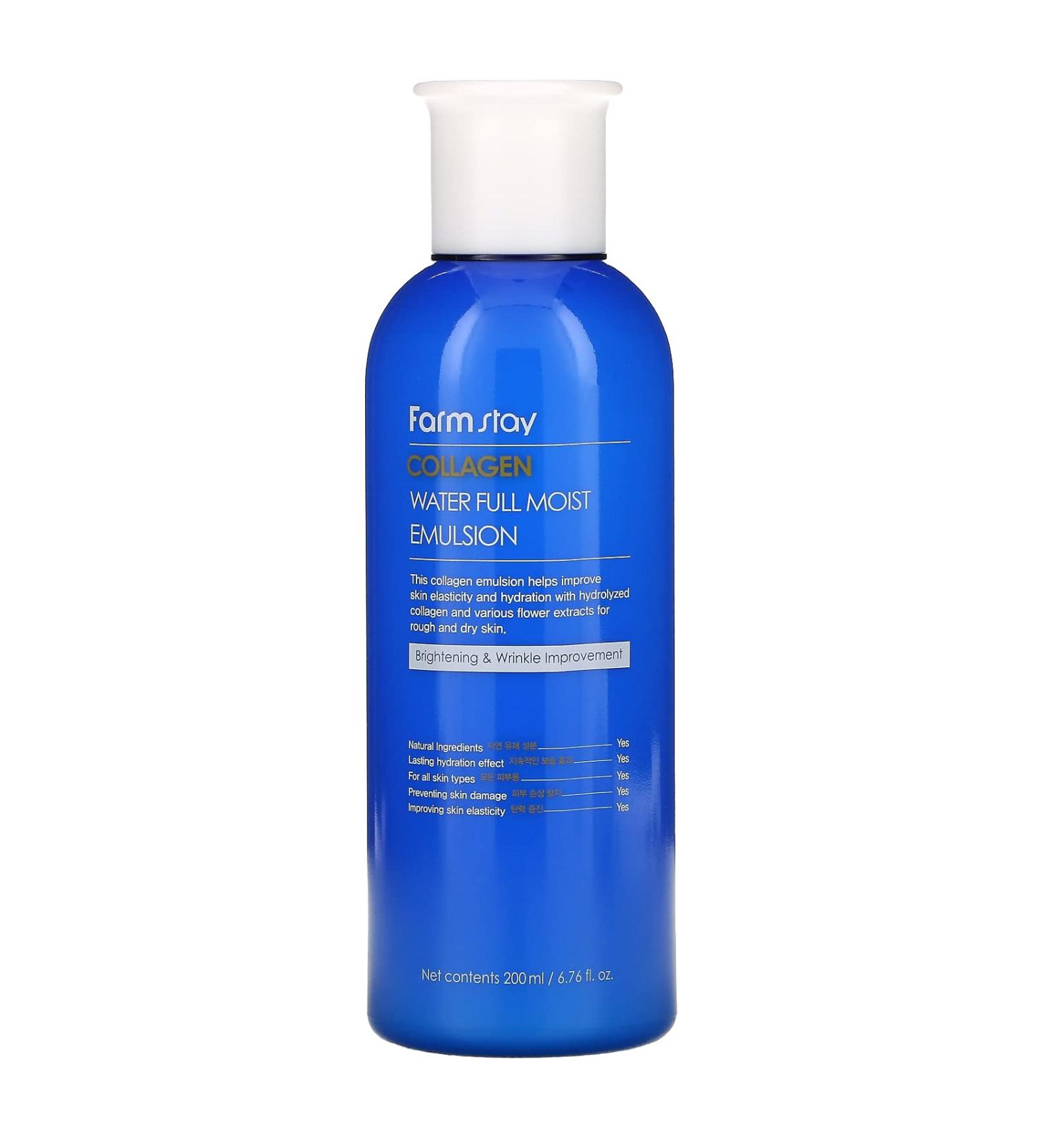 Farmstay Collagen Water Full Moist Emulsion 200ml - Hydrating Skincare for Youthful Skin - Buy Online on GoSupps.com