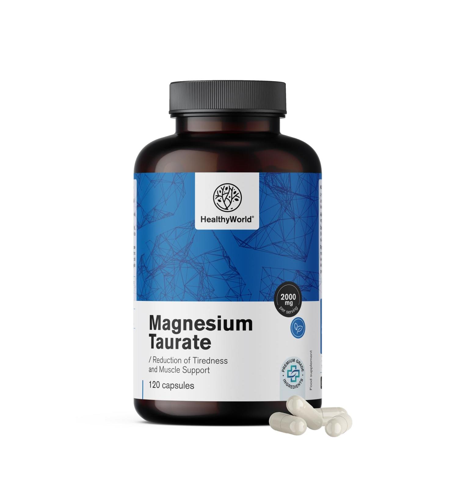 Be Healthy Group doo Magnesium Taurate 2000mg 120 Vegetable Capsules Magnesium + Taurine High Concentration Support for Muscles and Nervous System Easily Digestible - Buy Online on GoSupps.com