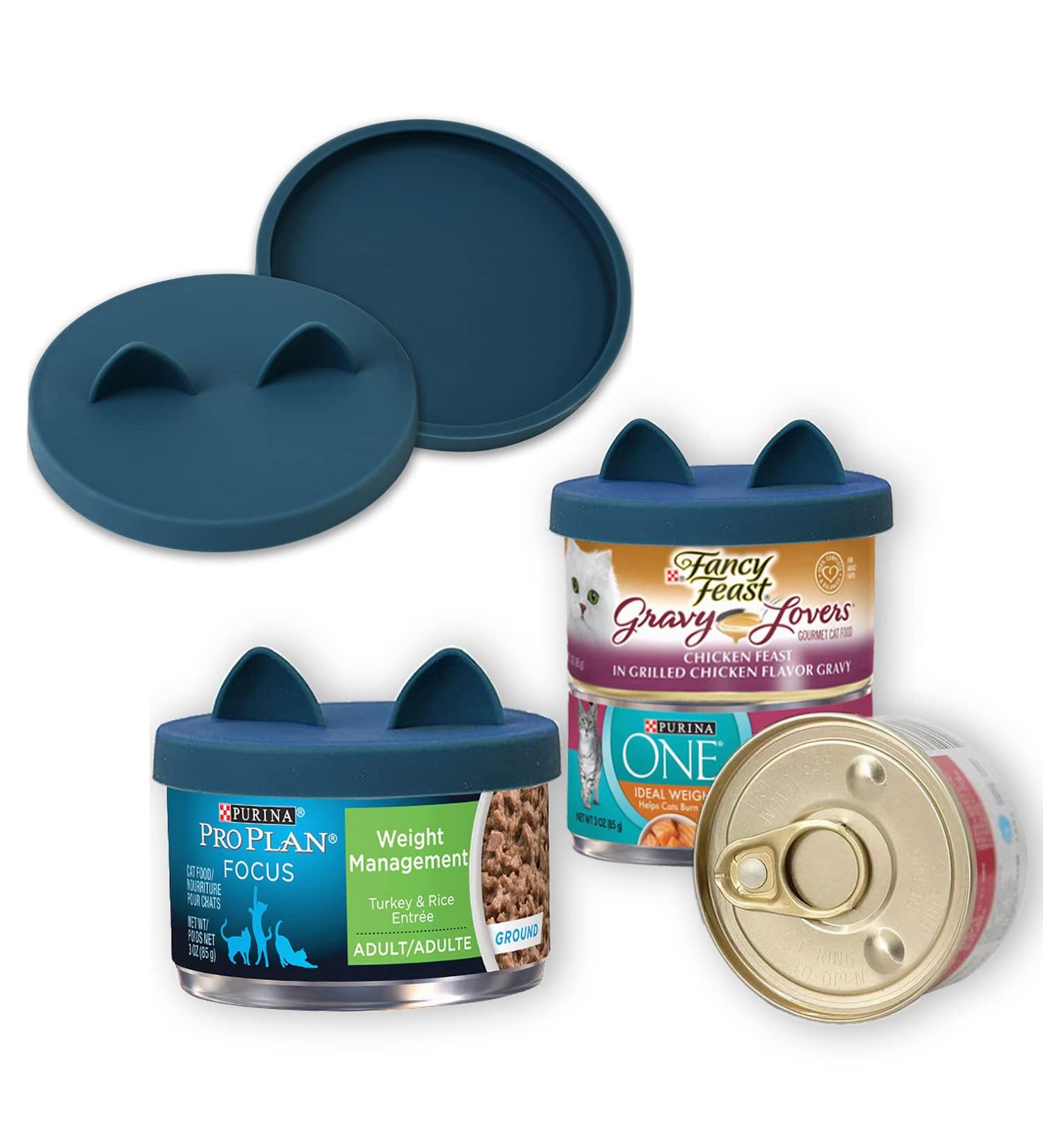 OHMO 2 Pack Dark Blue Cat Food Can Lids - Silicone Covers for 2.5 oz Cans (3 oz) | Small Size - Pet Food Can Lids - Buy Online on GoSupps.com