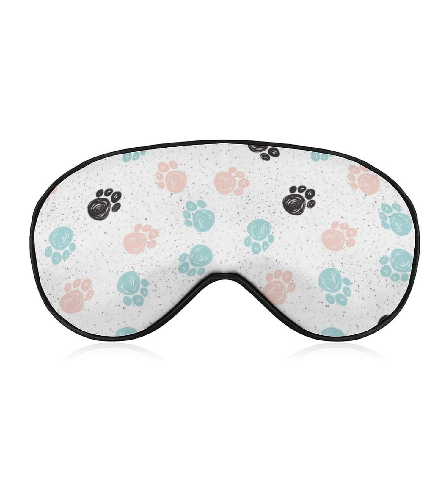 Colorful Doodle Dogs Paws Sleep Mask | Adjustable Women s Eye Shades Cover with Elastic Strap - Perfect for Travel & Relaxation - Buy Online on GoSupps.com