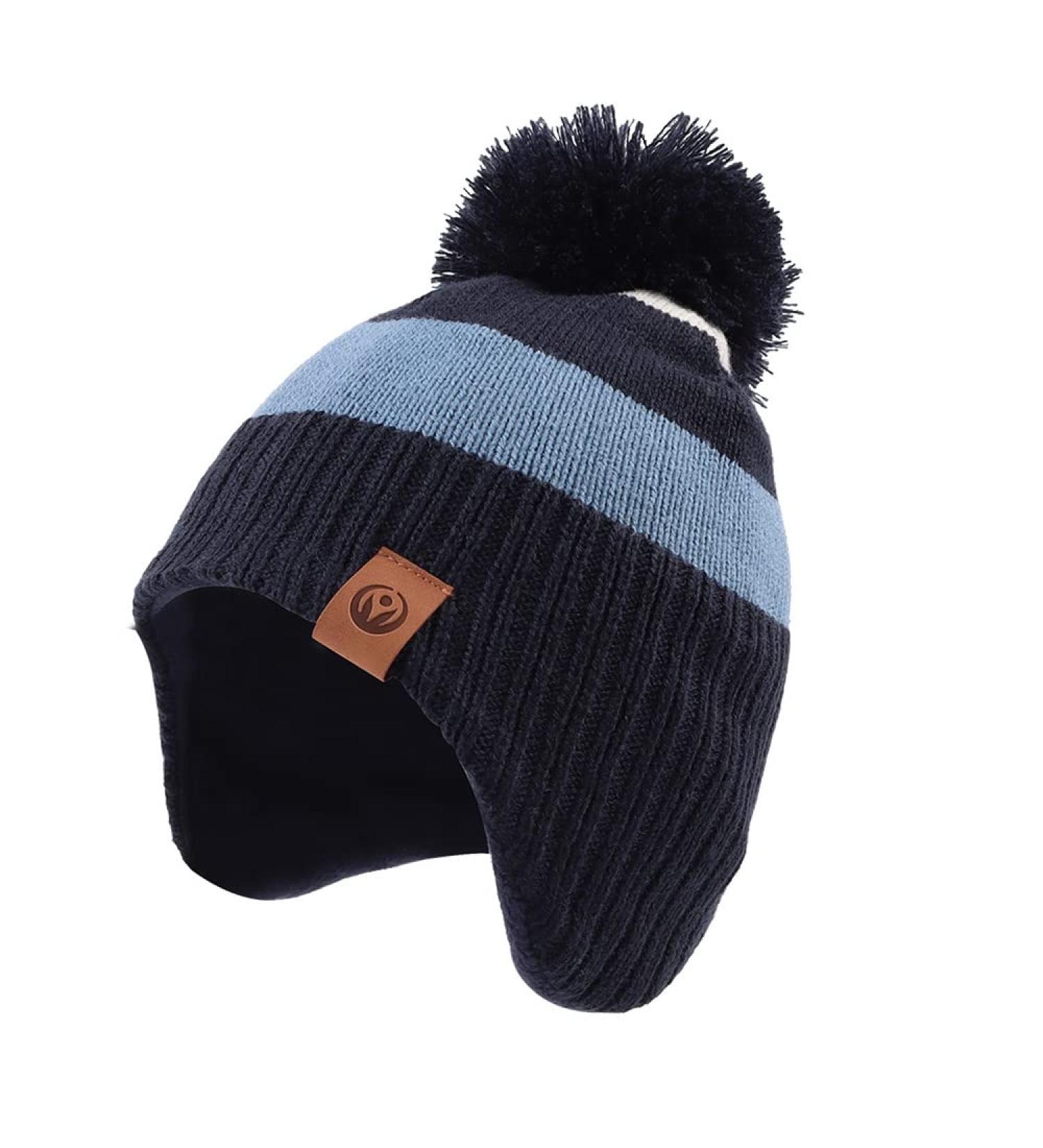 XIAOHAWANG Striped Winter Baby Beanie Hat | Boys Girls Toddler Kids | 2-4 Years | Sky Blue - Buy Online on GoSupps.com